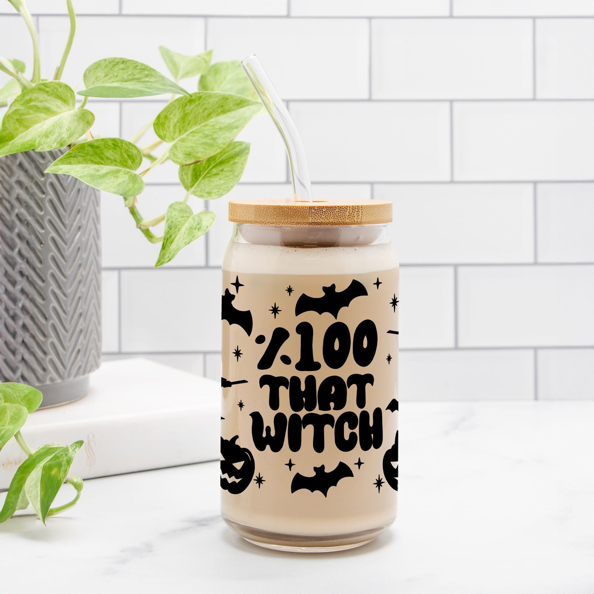 100% That Witch Halloween Glass Can Tumbler - UntamedEgo LLC.
