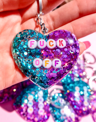 F Off Glitter Keychain