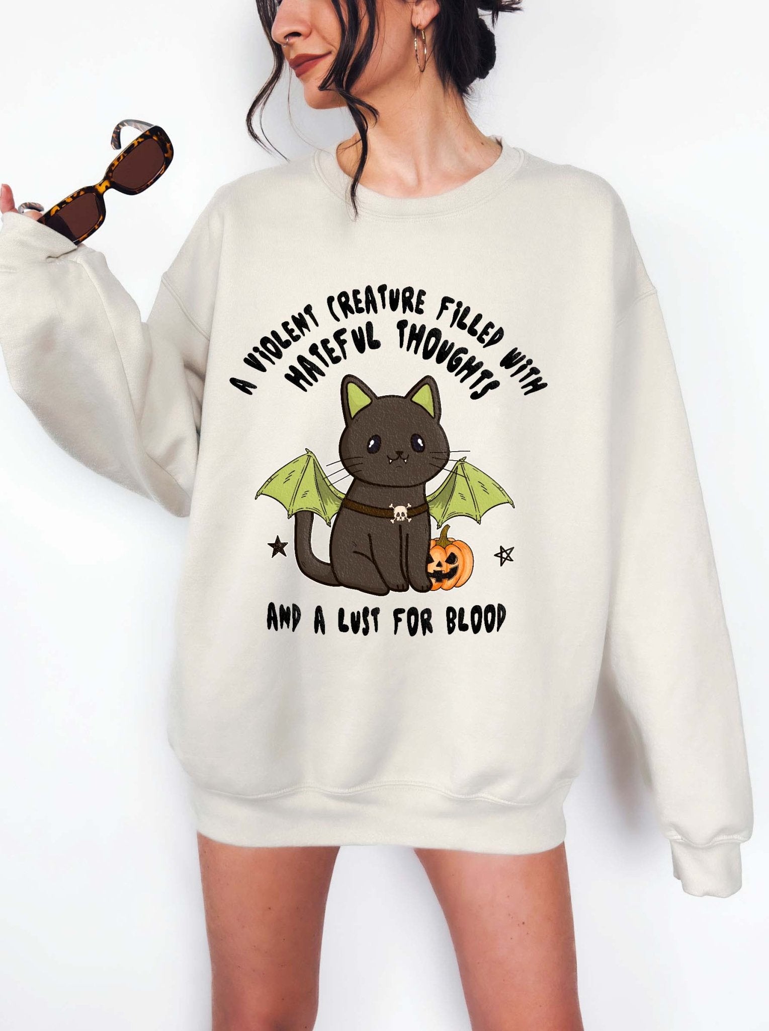 A Violent Creature Filled With Hateful Thoughts And A Lust For Blood Crew Halloween Sweatshirt - UntamedEgo LLC.
