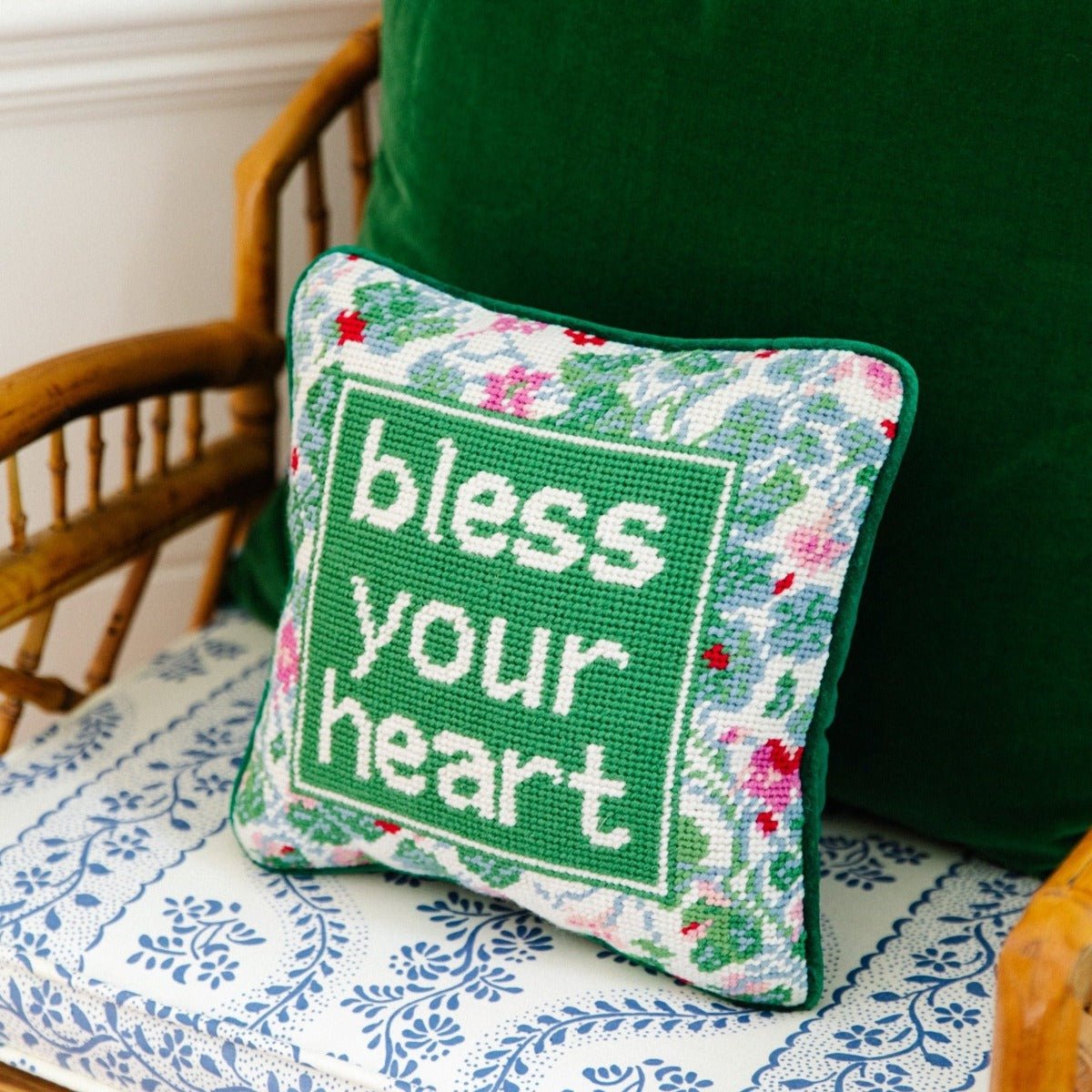 Bless Your Heart Needlepoint Pillow - UntamedEgo LLC.