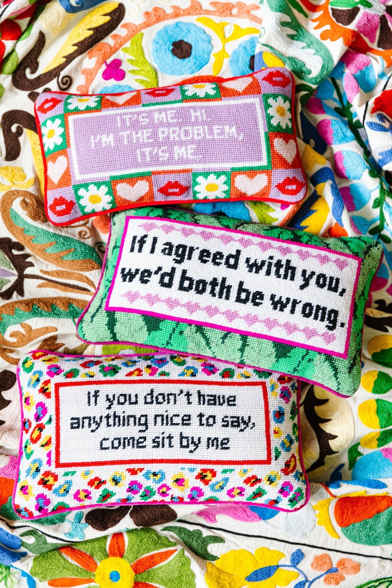 Both Be Wrong Needlepoint Pillow - UntamedEgo LLC.
