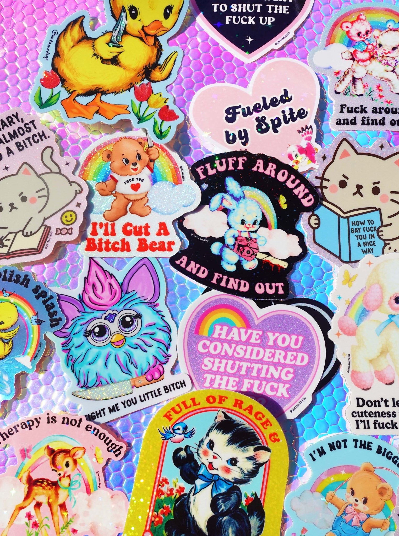 Cute And Full Of Rage Mystery Sticker Pack - UntamedEgo LLC.