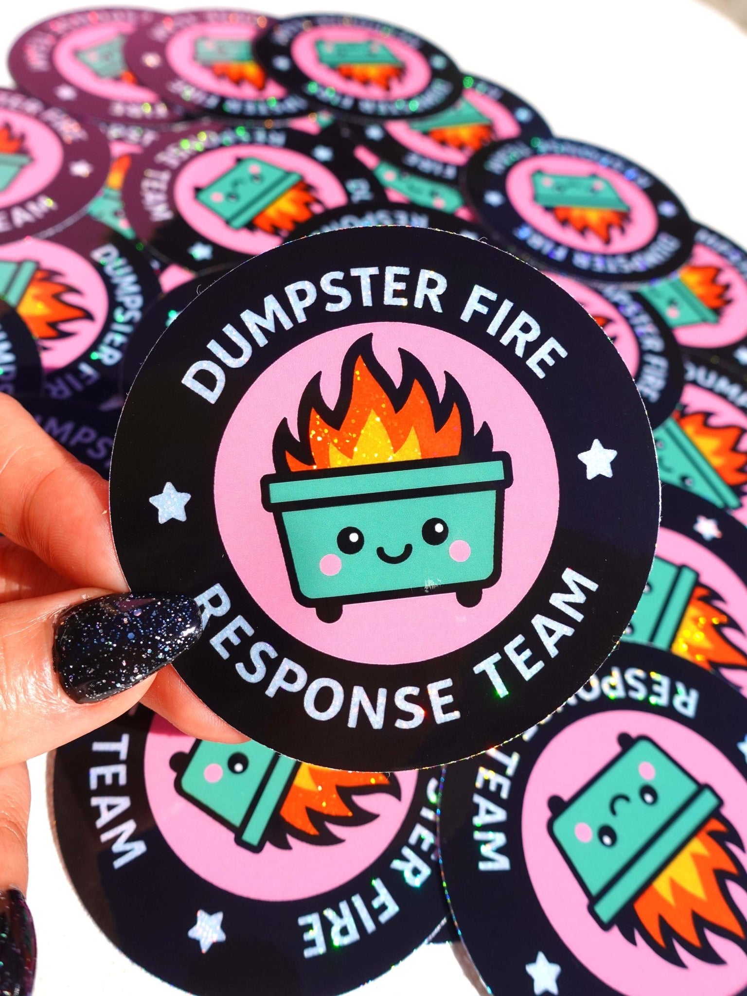 Dumpster Fire Response Team– Glitter Holographic Sticker - UntamedEgo LLC.