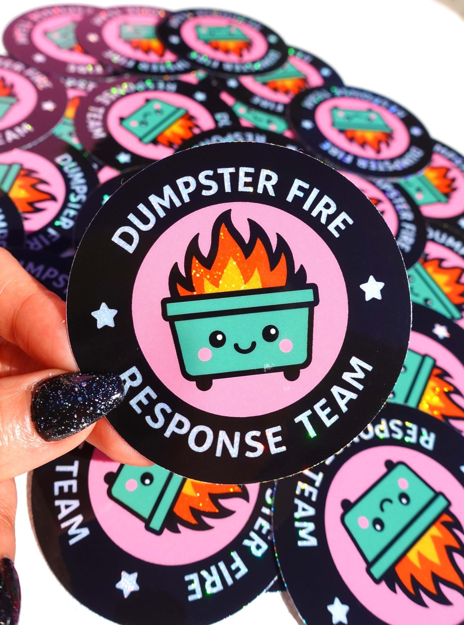 Dumpster Fire Response Team– Glitter Holographic Sticker - UntamedEgo LLC.