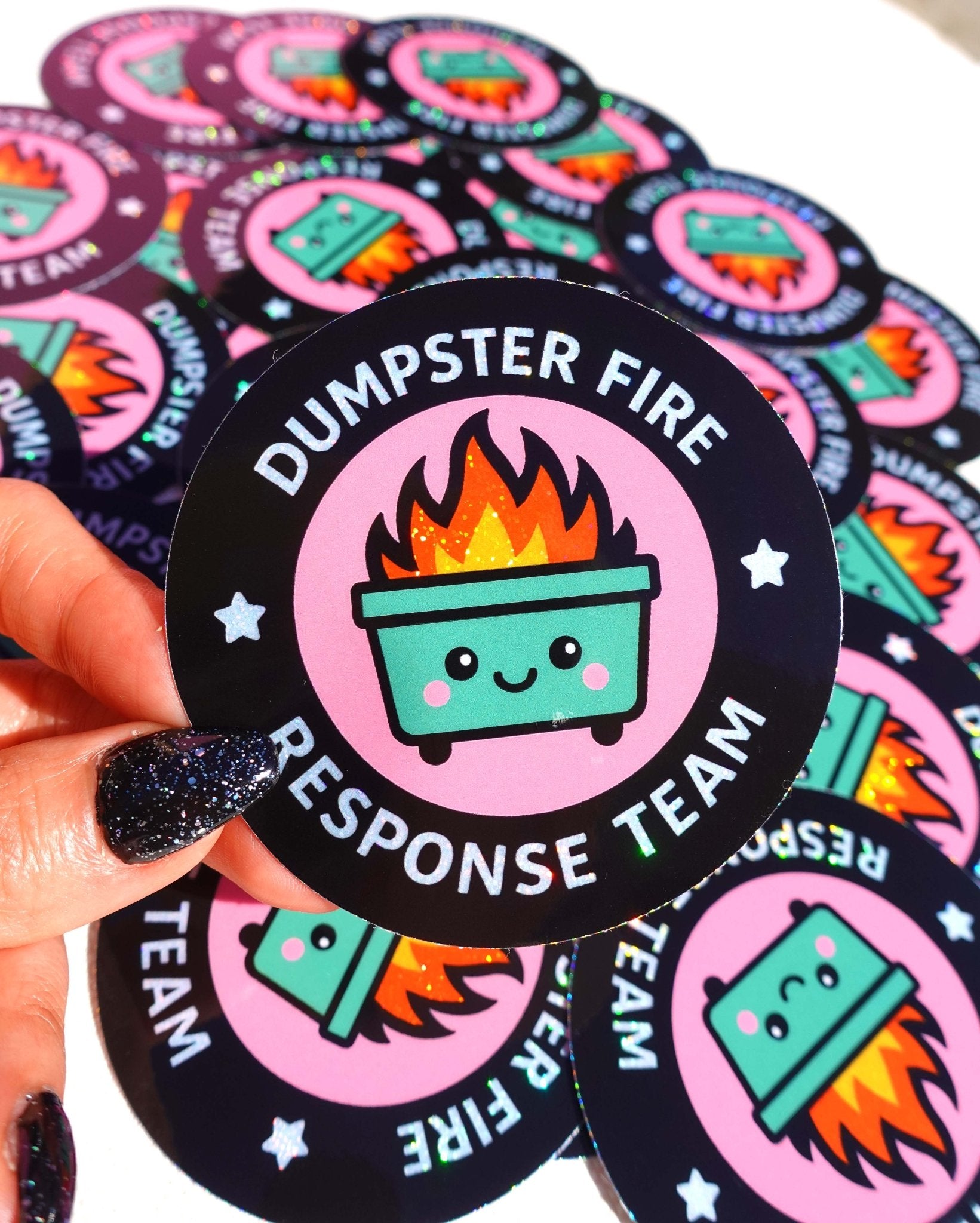 Dumpster Fire Response Team– Glitter Holographic Sticker - UntamedEgo LLC.