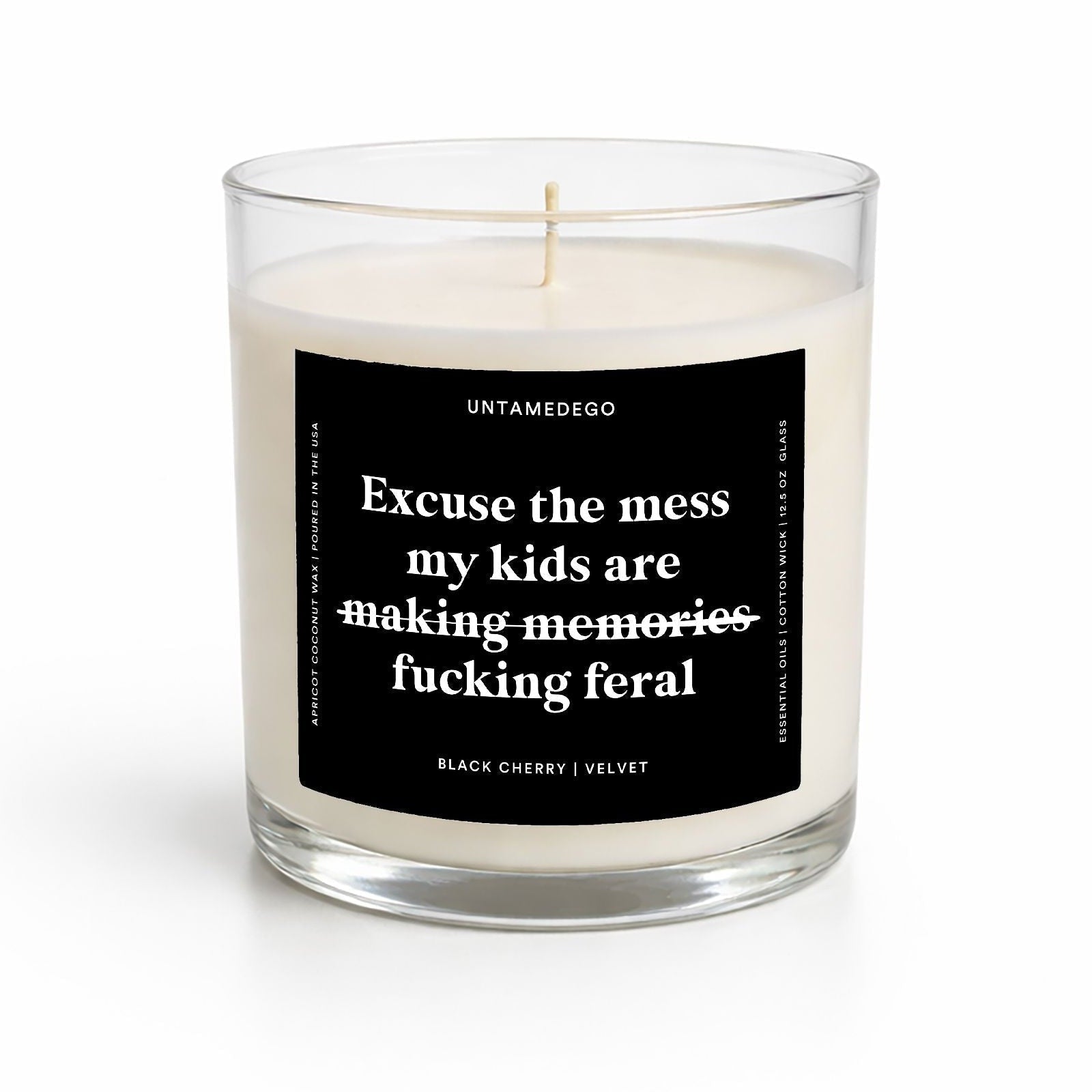 Excuse The Mess My Kids Are Fucking Feral | Glass Candle - UntamedEgo LLC.