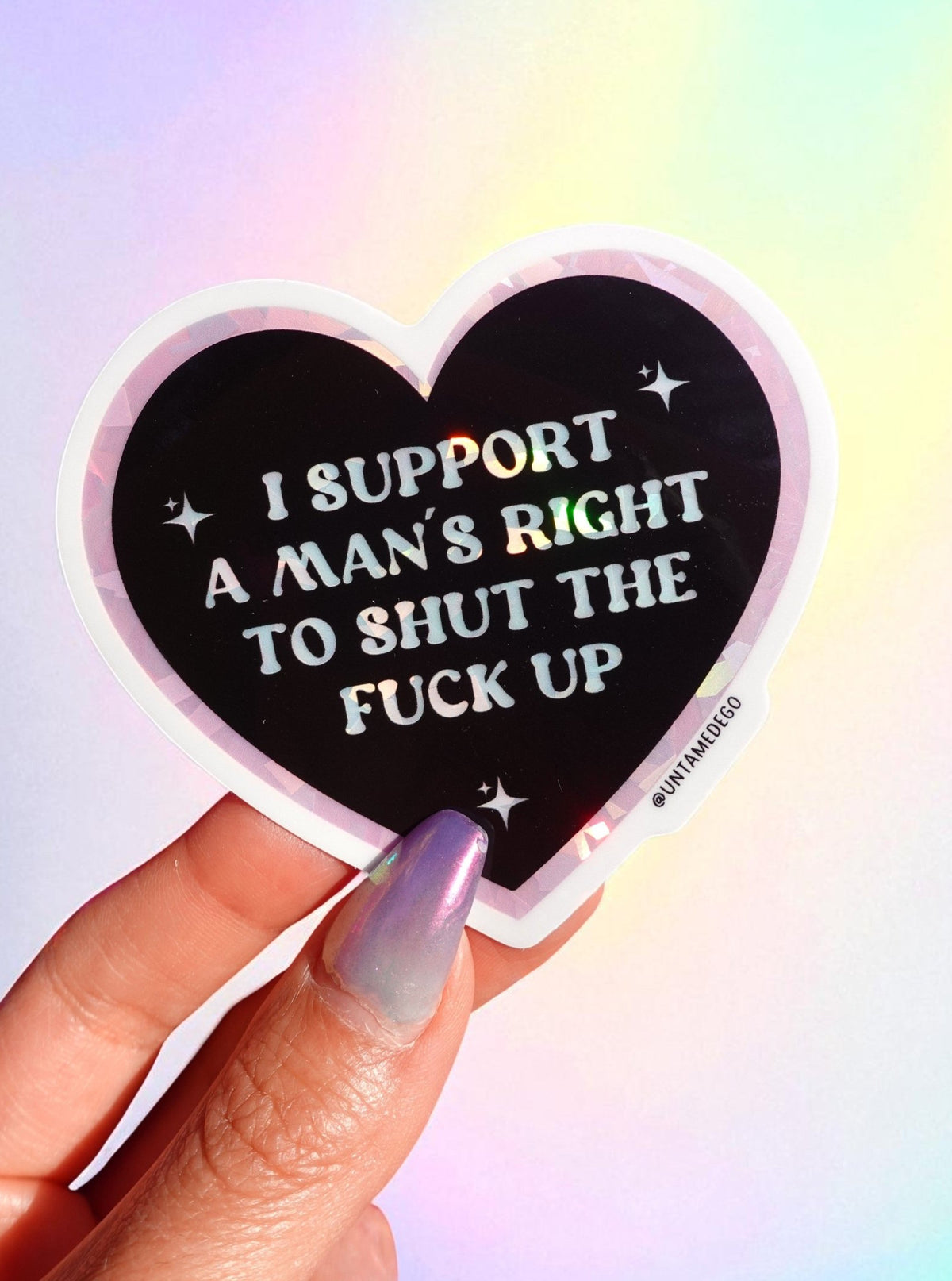 Feminist Heart Sticker – I Support a Man’s Right Glitter Vinyl Sticker - UntamedEgo LLC.