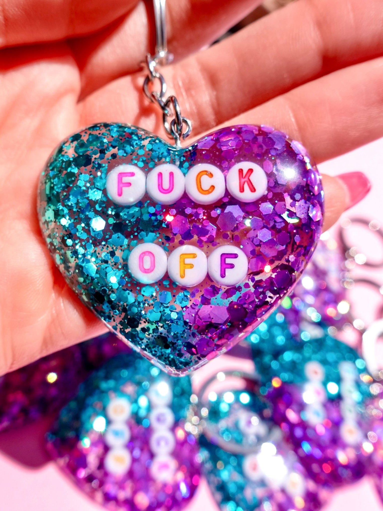 Fuck Off Glitter Keychain - UntamedEgo LLC.