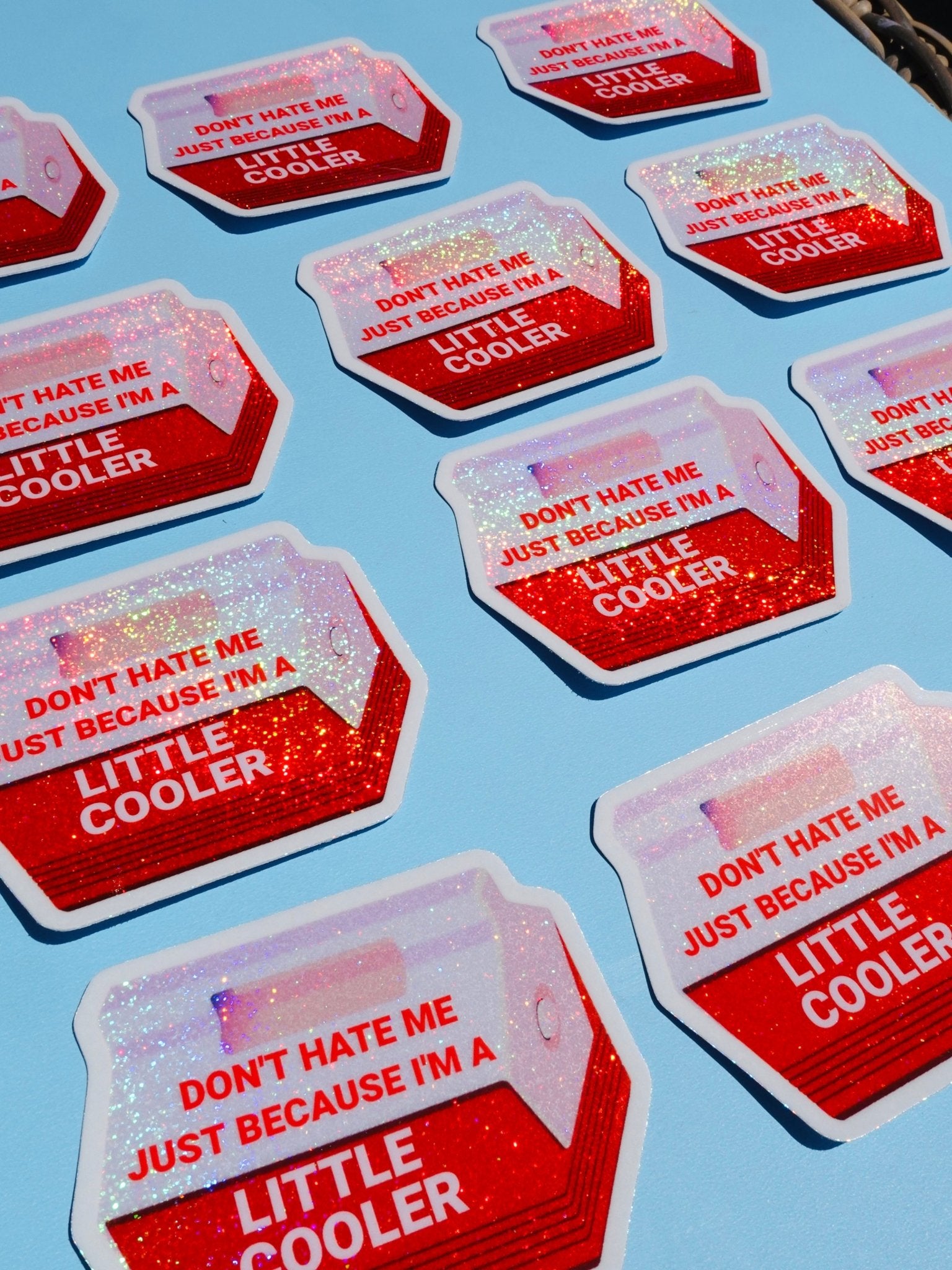Funny Vinyl Sticker – Little Cooler – Retro Red Holographic Waterproof Decal - UntamedEgo LLC.