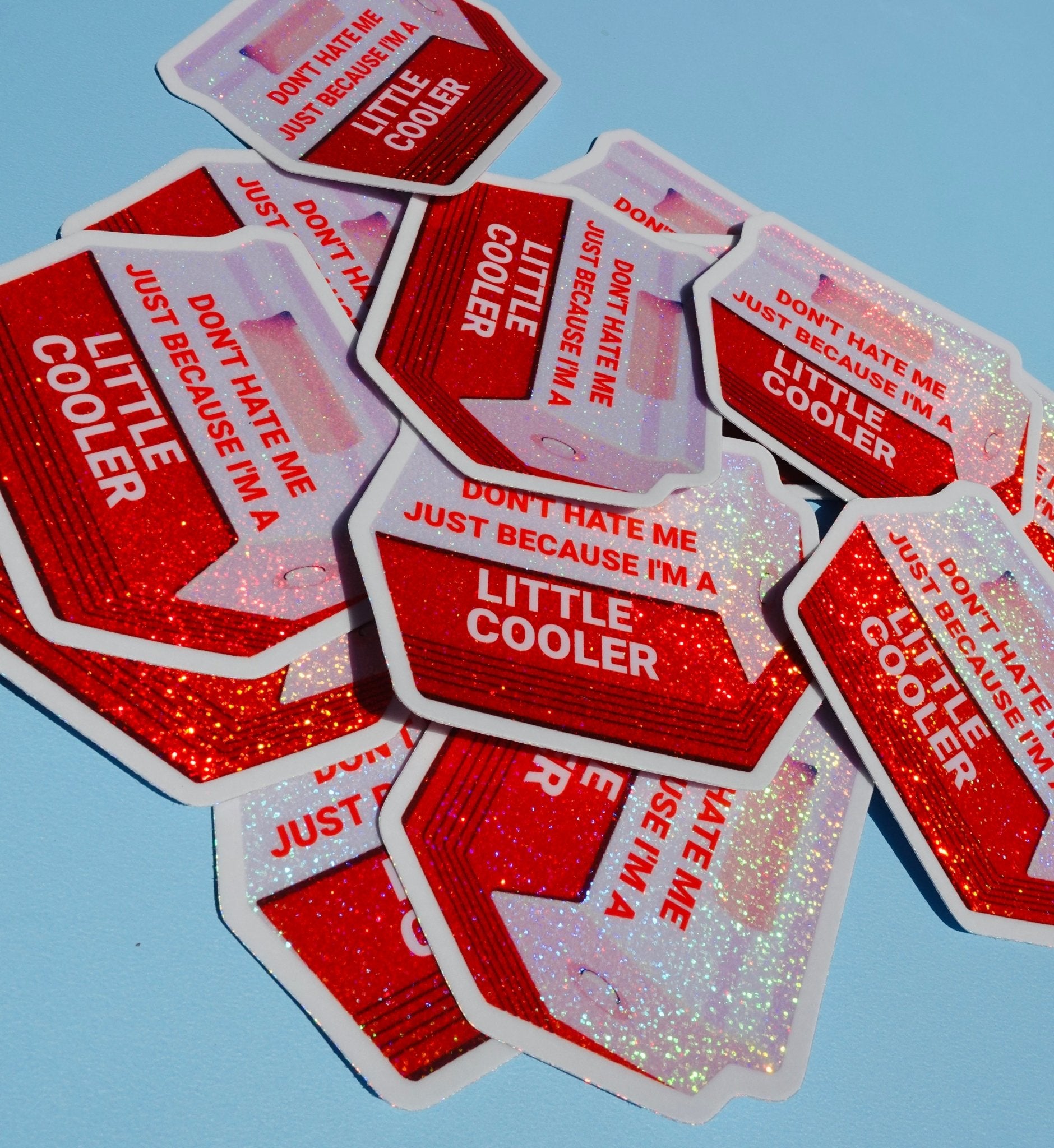 Funny Vinyl Sticker – Little Cooler – Retro Red Holographic Waterproof Decal - UntamedEgo LLC.