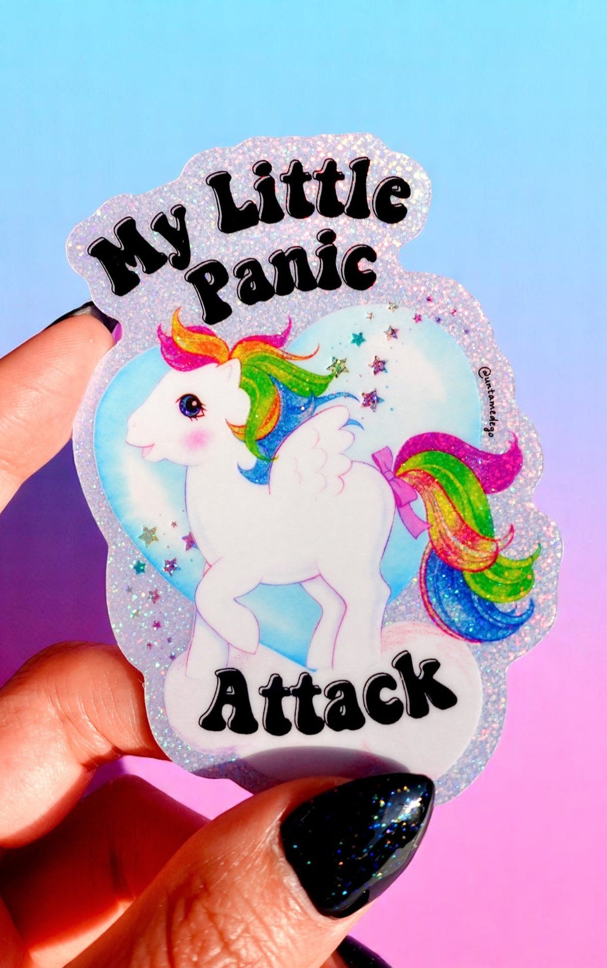 Funny Vinyl Sticker – My Little Panic Attack – Holographic Unicorn Waterproof Decal Sticker - UntamedEgo LLC.