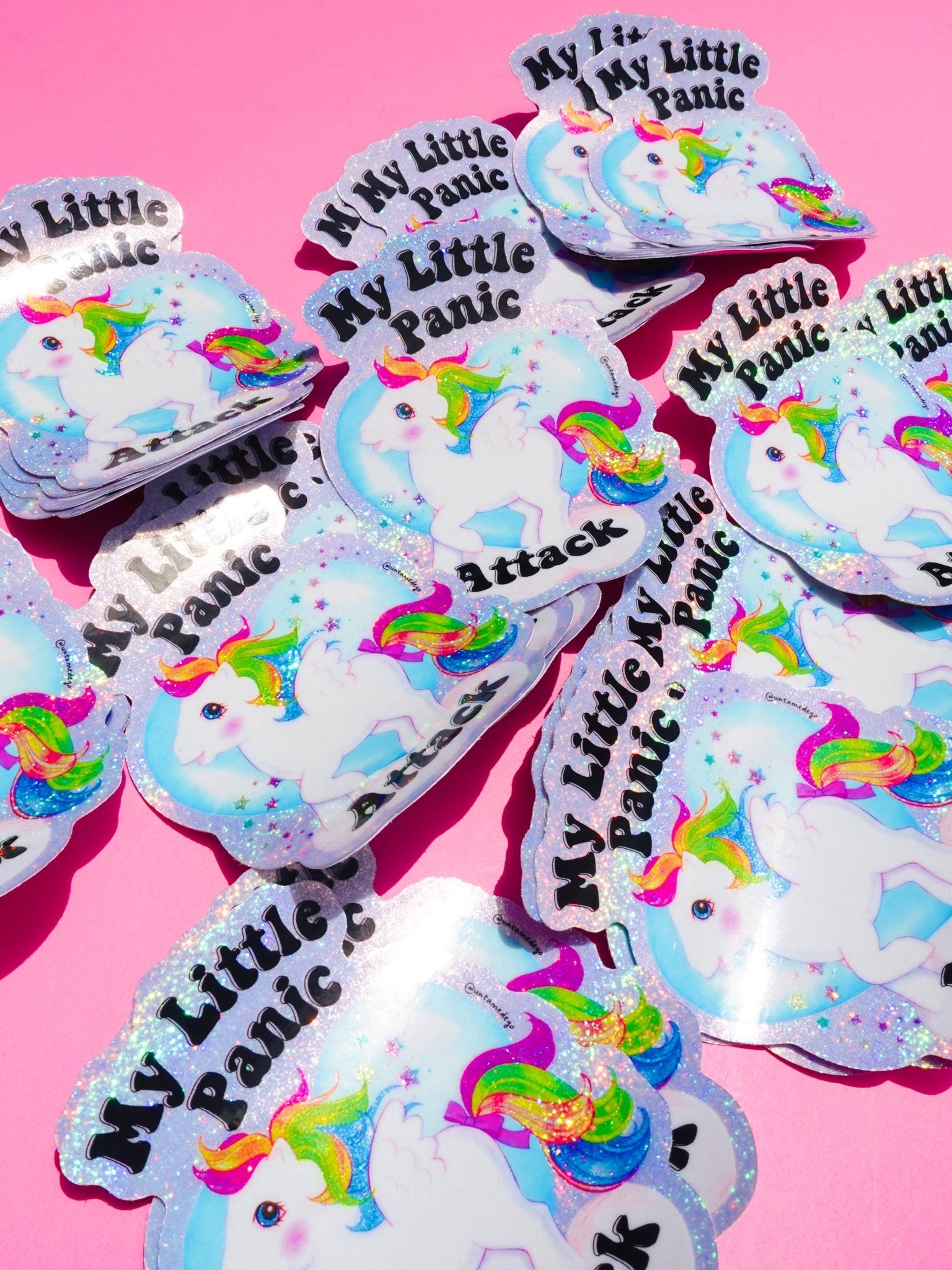 Funny Vinyl Sticker – My Little Panic Attack – Holographic Unicorn Waterproof Decal Sticker - UntamedEgo LLC.