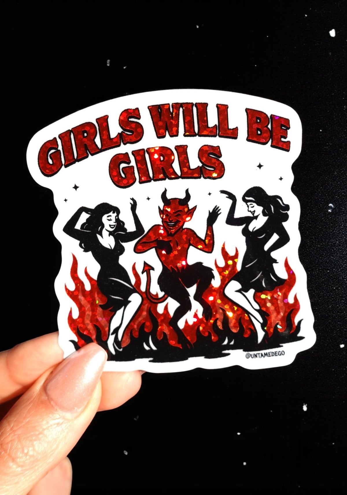 Girls Will Be Girls Sticker – Feminist Retro Glitter Vinyl Sticker - UntamedEgo LLC.