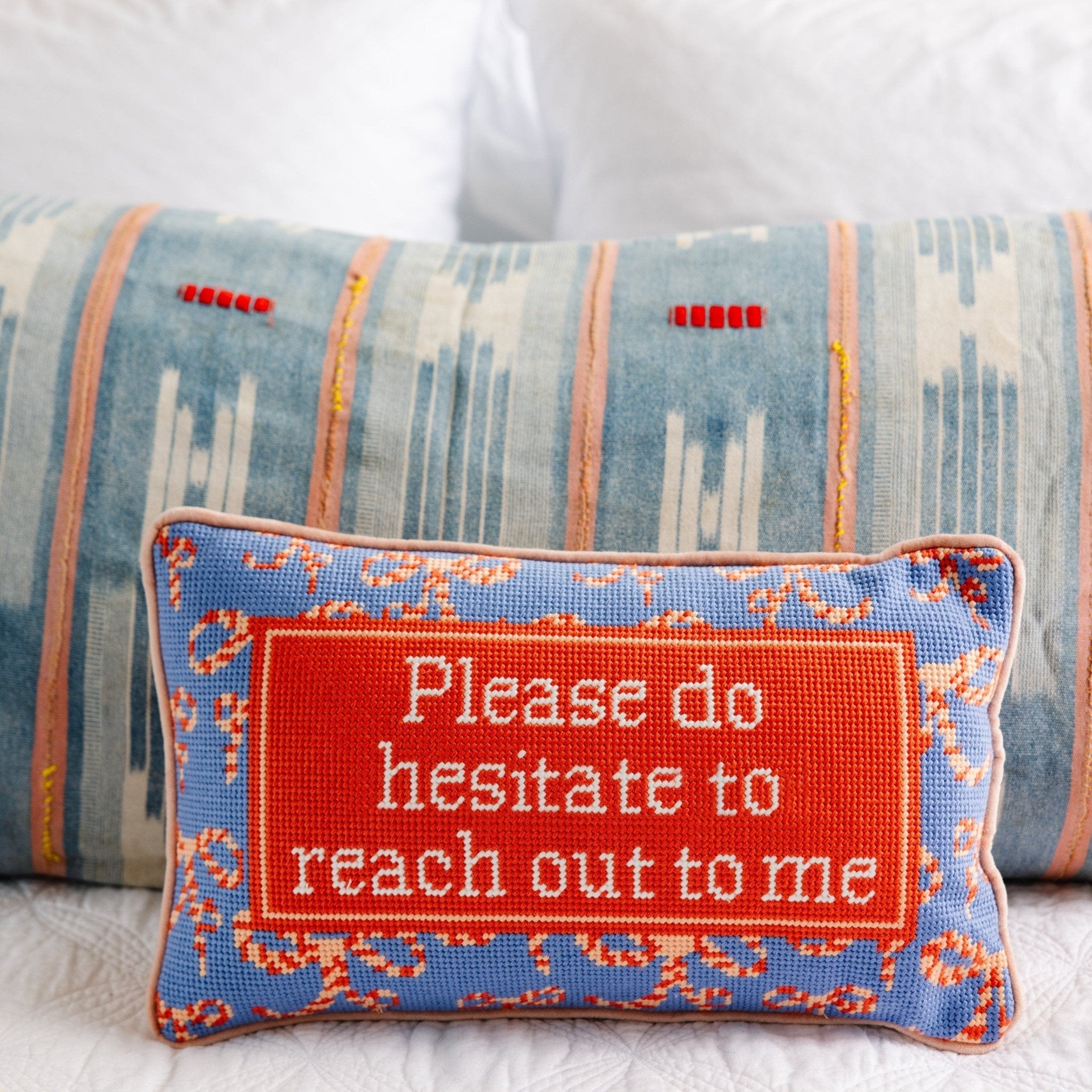 Hesitate Needlepoint Pillow - UntamedEgo LLC.