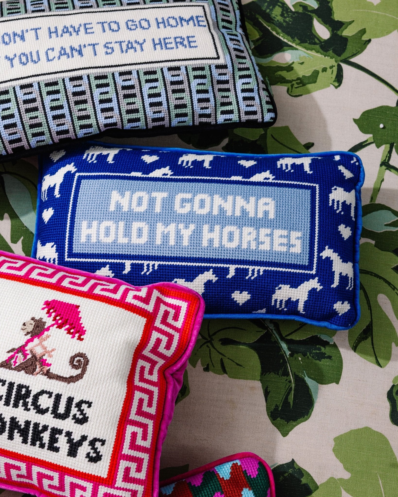Hold My Horses Needlepoint Pillow - UntamedEgo LLC.