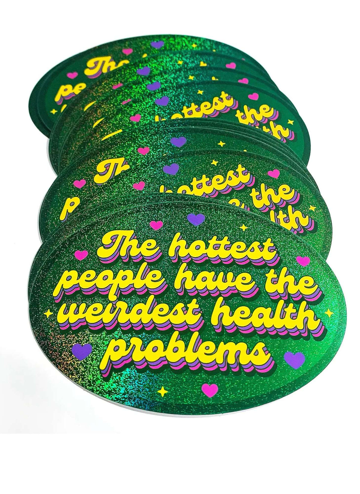 Holographic Glitter Oval Sticker – Weirdest Health Problems Sticker - UntamedEgo LLC.