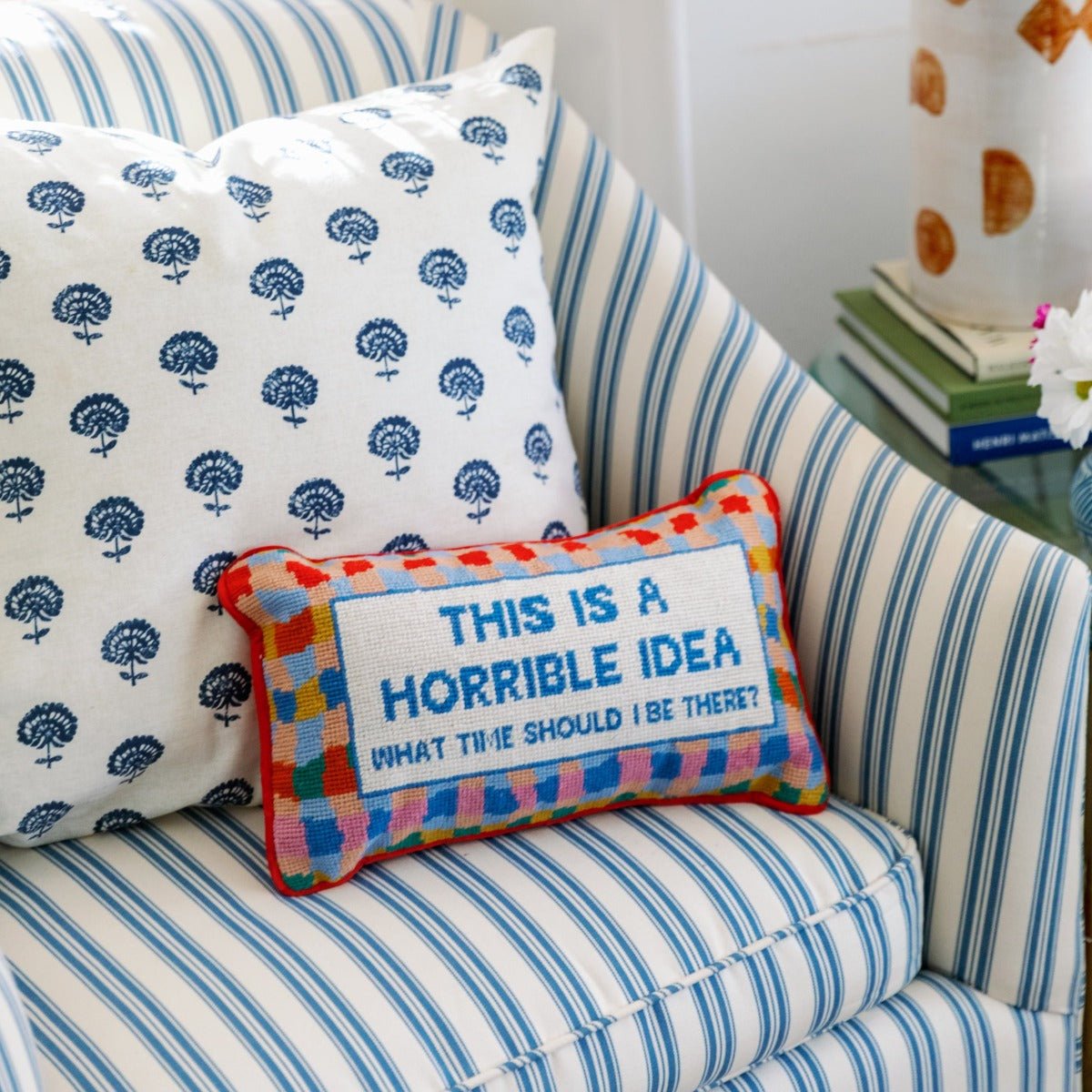 Horrible Idea Needlepoint Pillow - UntamedEgo LLC.