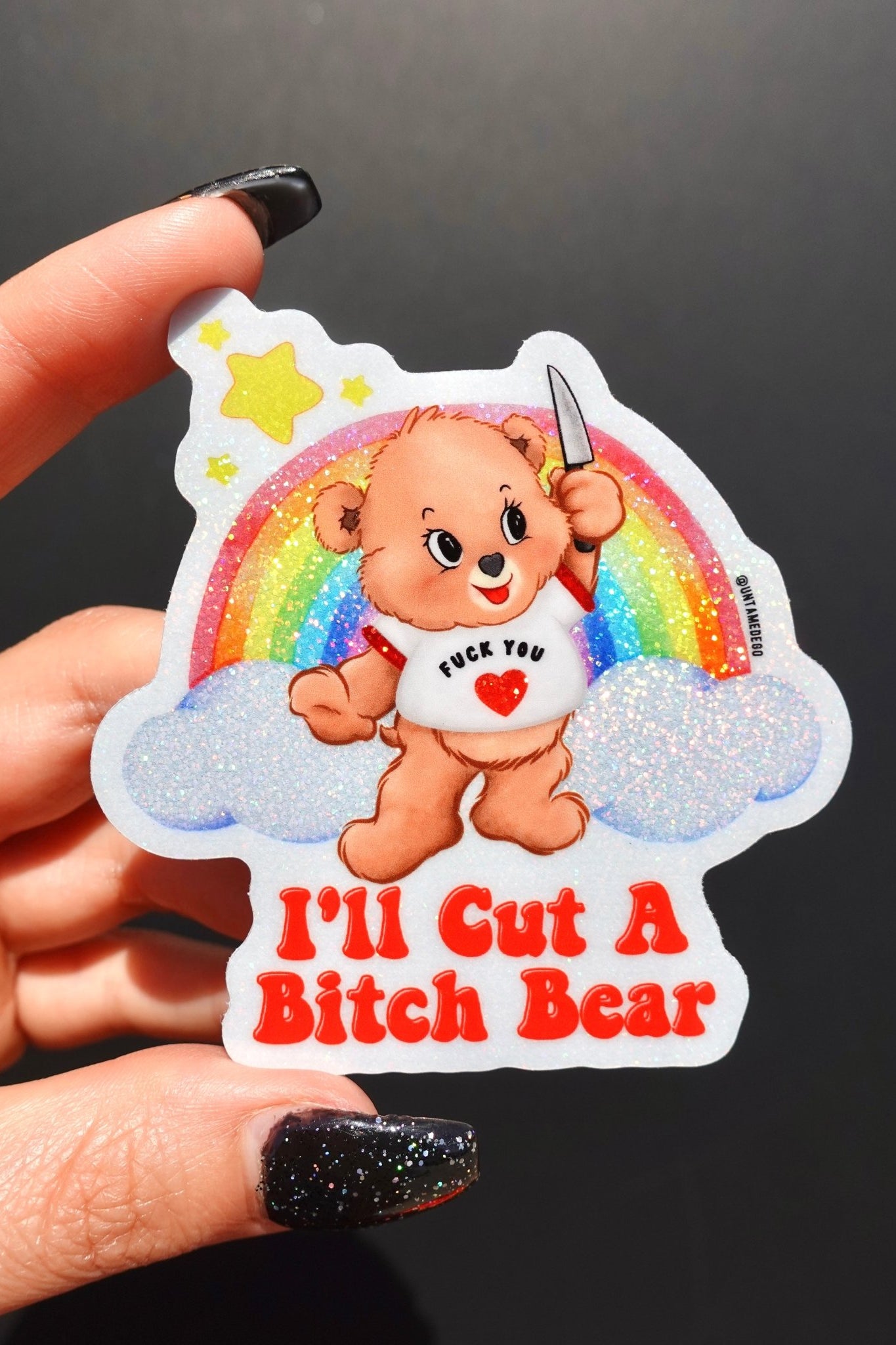 I'll Cut A Bitch Bear Lolly The Bear Sticker - UntamedEgo LLC.