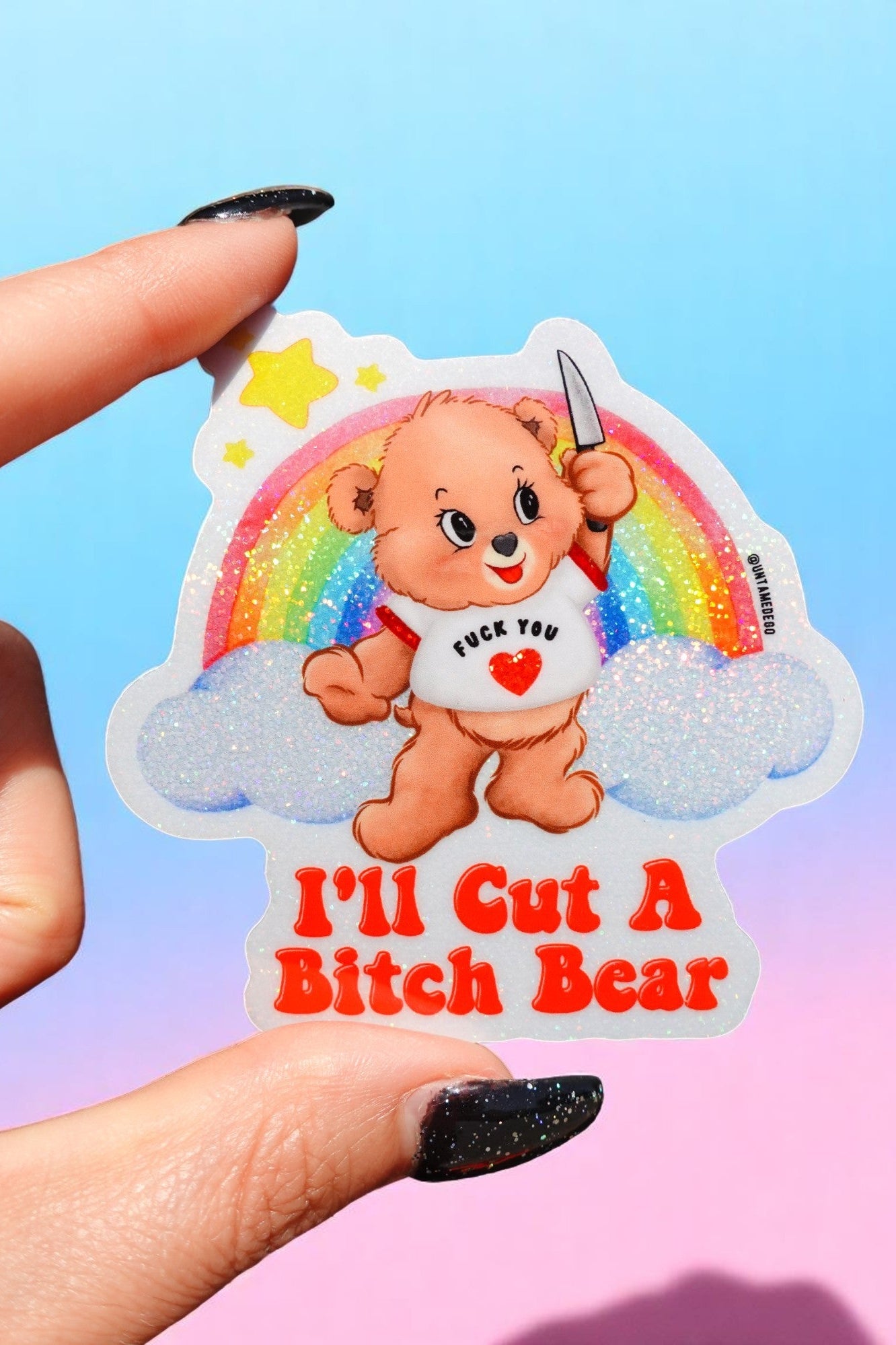 I'll Cut A Bitch Bear Lolly The Bear Sticker - UntamedEgo LLC.