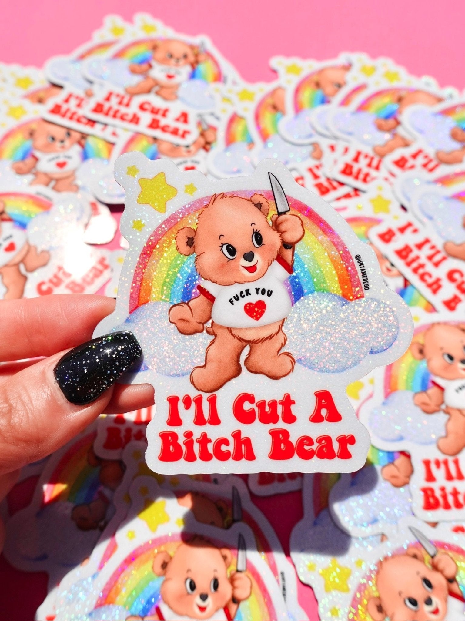 I'll Cut A Bitch Bear Lolly The Bear Sticker - UntamedEgo LLC.