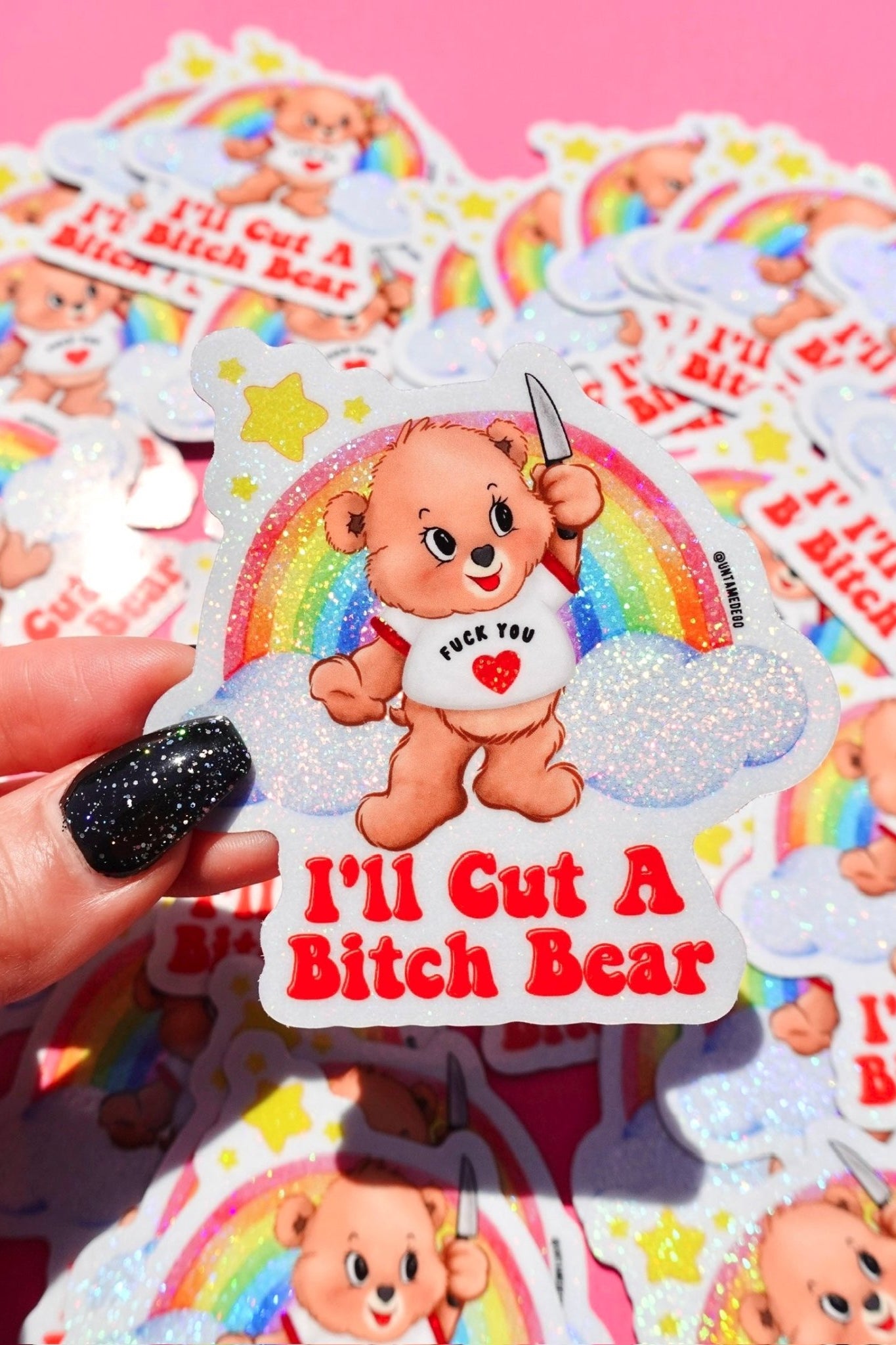 I'll Cut A Bitch Bear Lolly The Bear Sticker - UntamedEgo LLC.