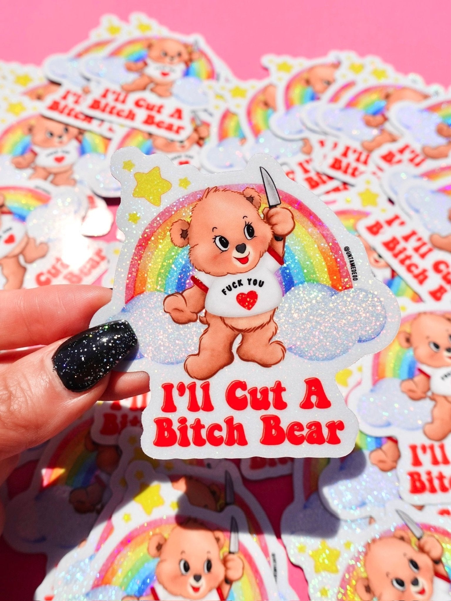 I'll Cut A Bitch Bear Lolly The Bear Sticker - UntamedEgo LLC.