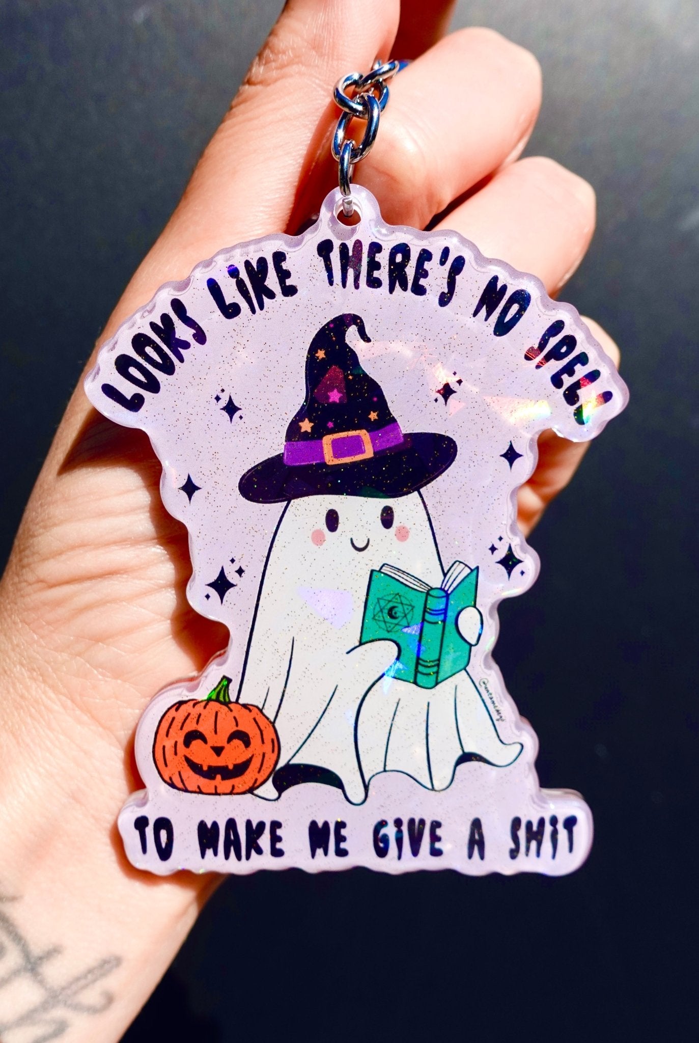 Looks Like There's No Spell To Make Me Give A Shit Halloween Keychain - UntamedEgo LLC.