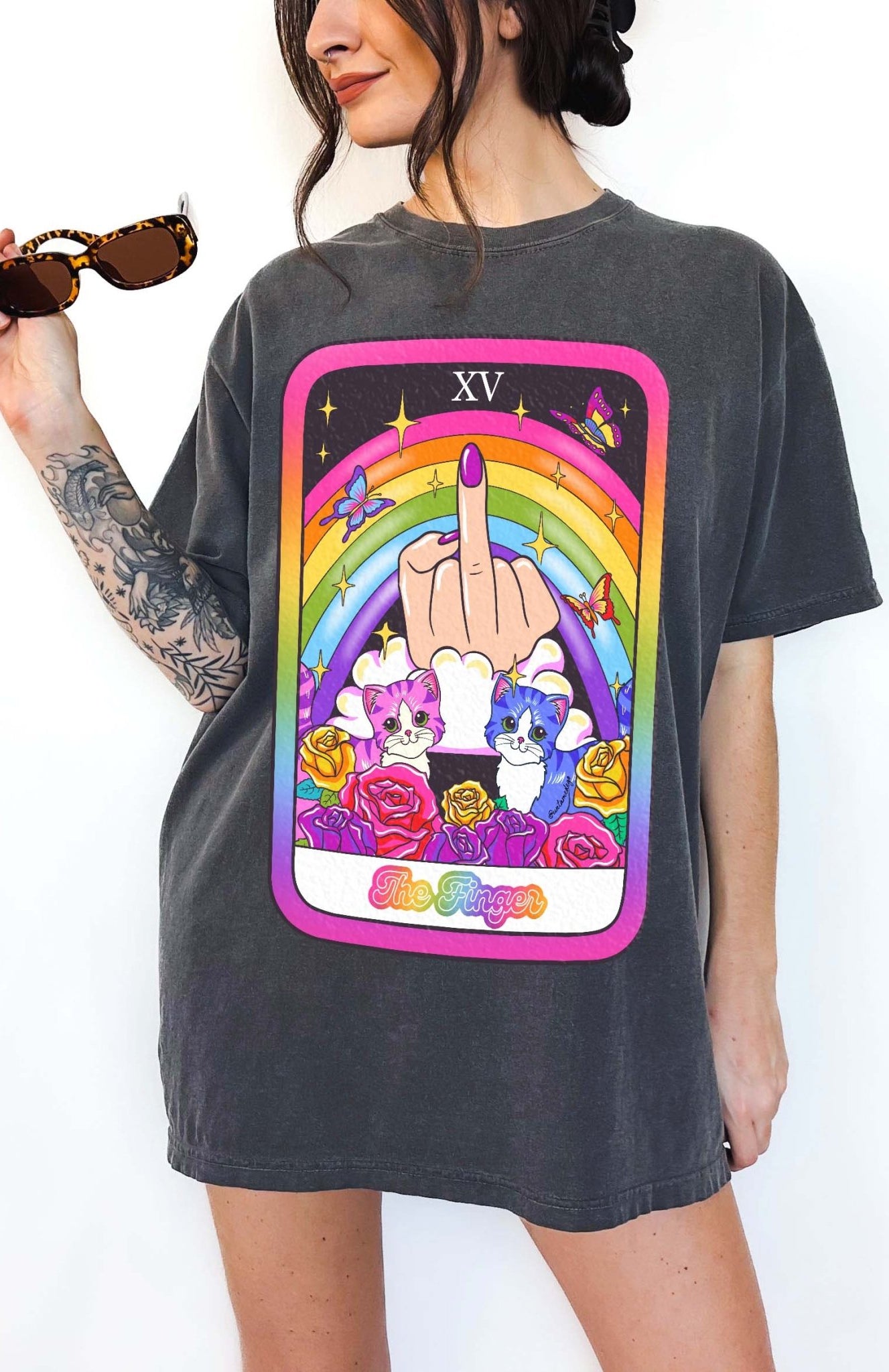 Middle Finger Raimbow Tarot Graphic Tee - UntamedEgo LLC.