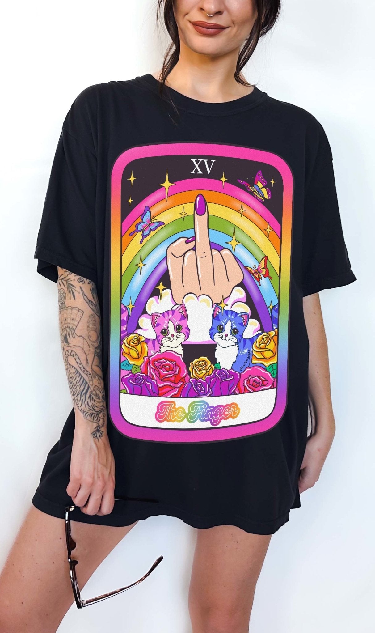 Middle Finger Raimbow Tarot Graphic Tee - UntamedEgo LLC.