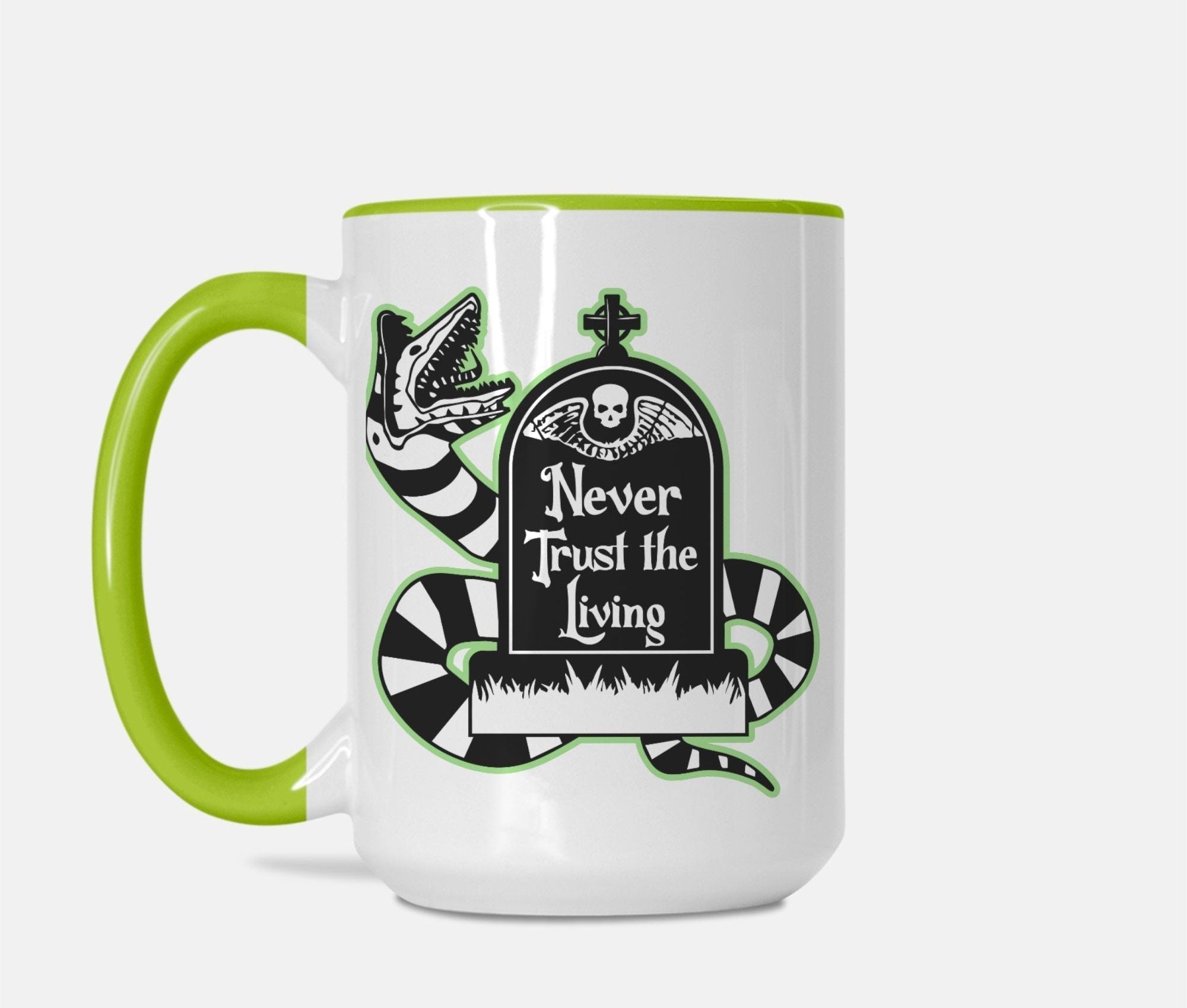 Never Trust The Living Halloween Mug - UntamedEgo LLC.