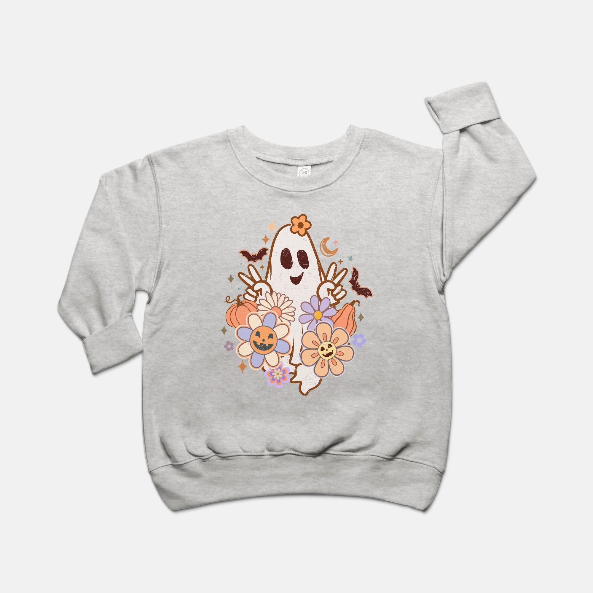 Retro Spooky Ghost Toddler Crew Neck Sweatshirt - UntamedEgo LLC.