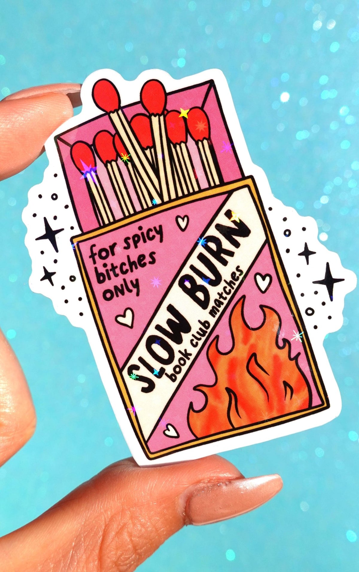 Slow Burn Book Club Sticker – Funny Spicy Romance Glitter Vinyl Sticker - UntamedEgo LLC.