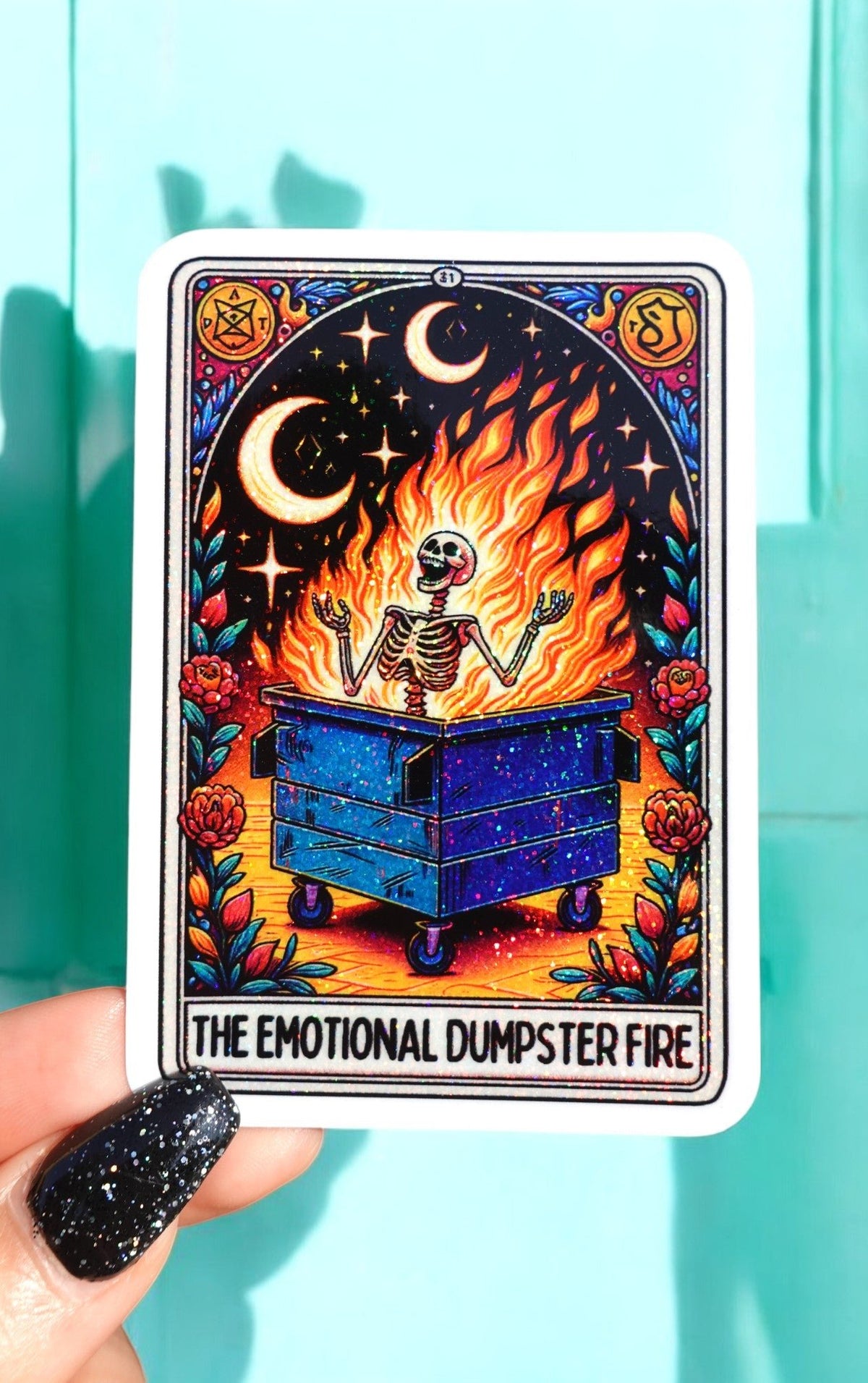 The Emotional Dumpster Fire Tarot Card Sticker - UntamedEgo LLC.