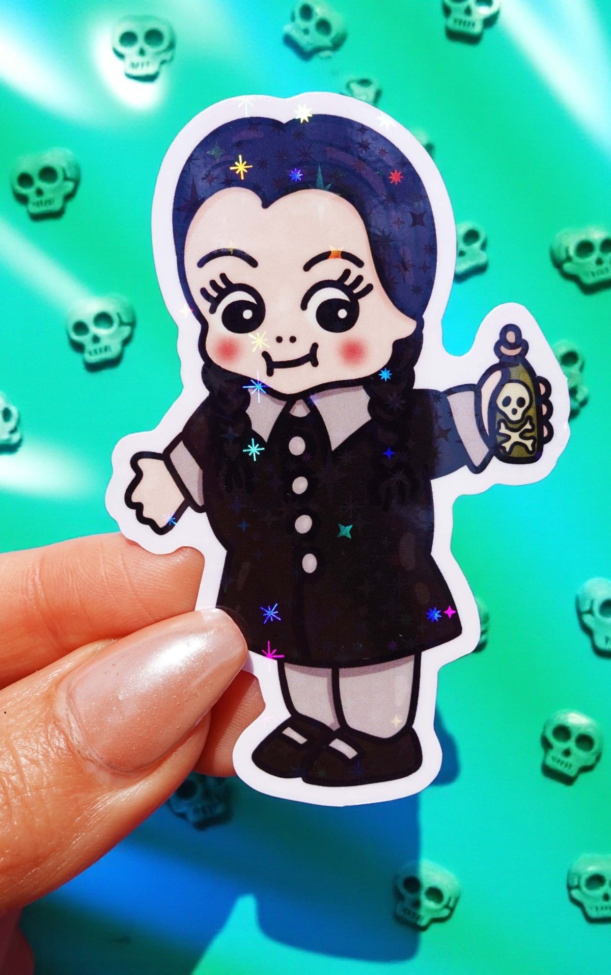 Wednesday Sticker – Creepy Cute Gothic Glitter Vinyl Decal - UntamedEgo LLC.