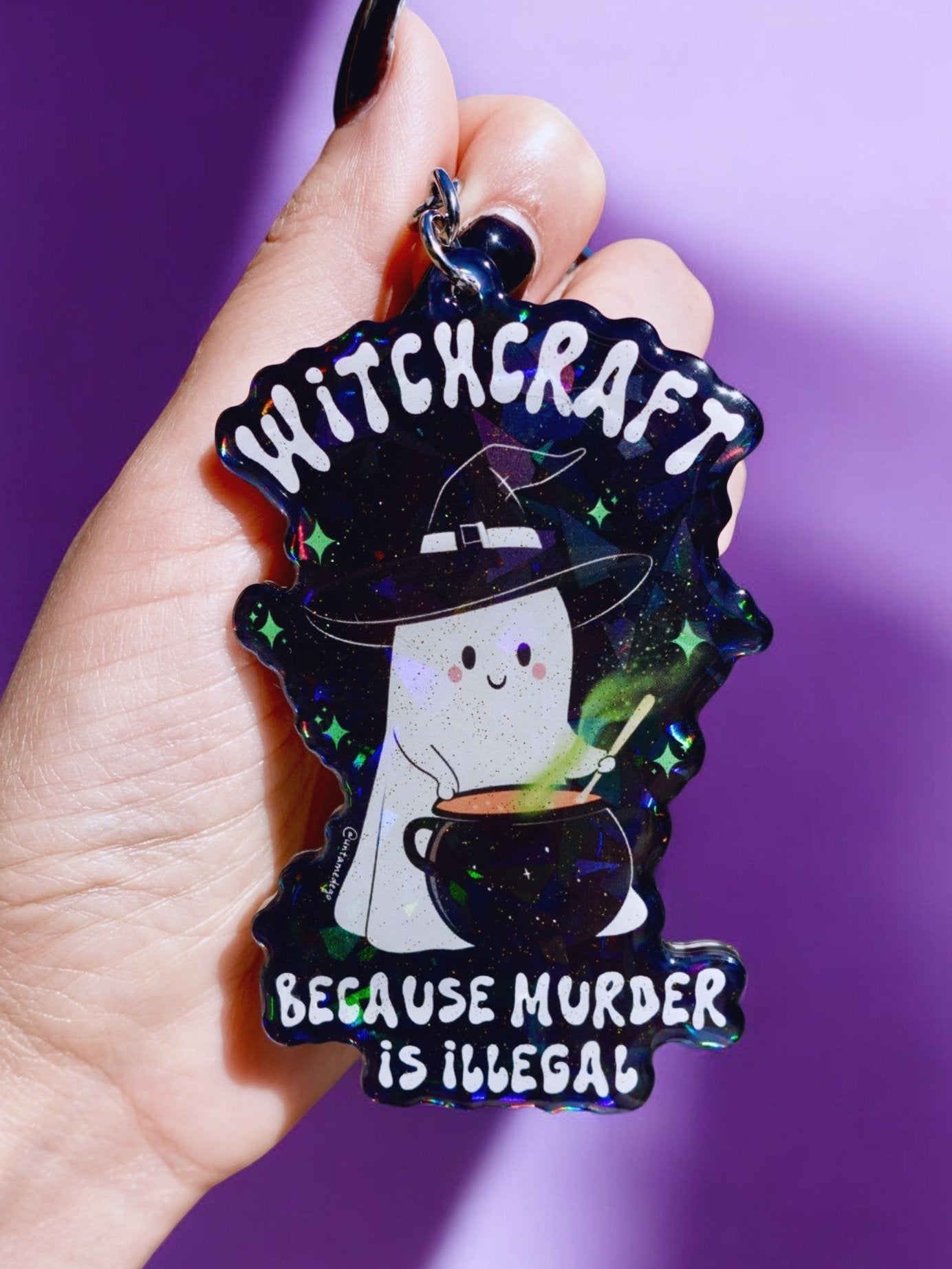 Witchcraft Because Murder Is Illegal Halloween Keychain - UntamedEgo LLC.