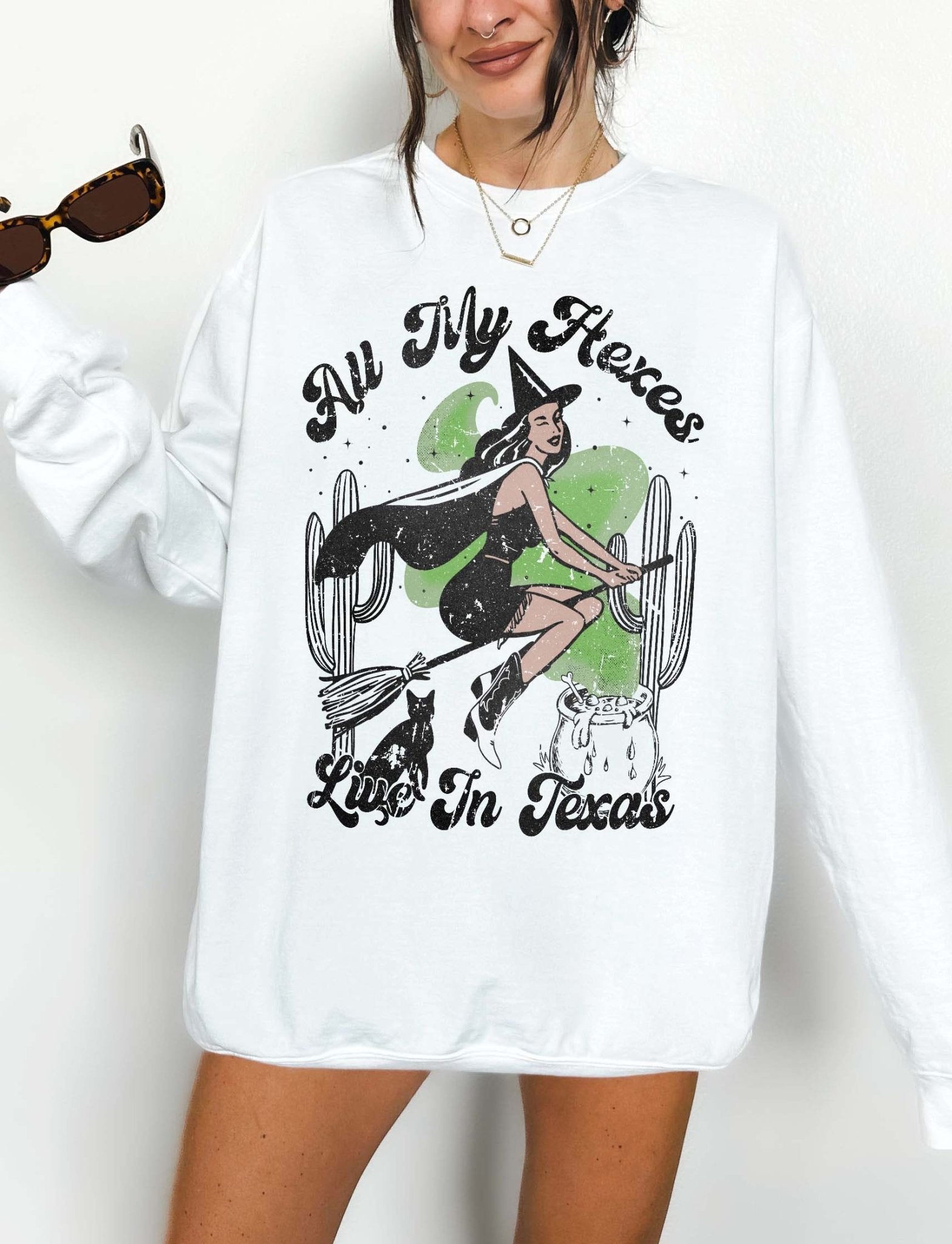 All My Hexes Live In Texas Halloween Crew Halloween Sweatshirt - UntamedEgo LLC.
