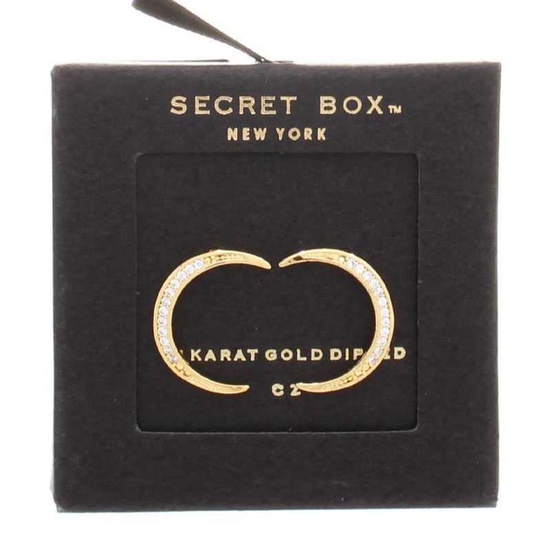 Diamond Crescent Moon Gold Dipped Stud Earrings - UntamedEgo LLC.
