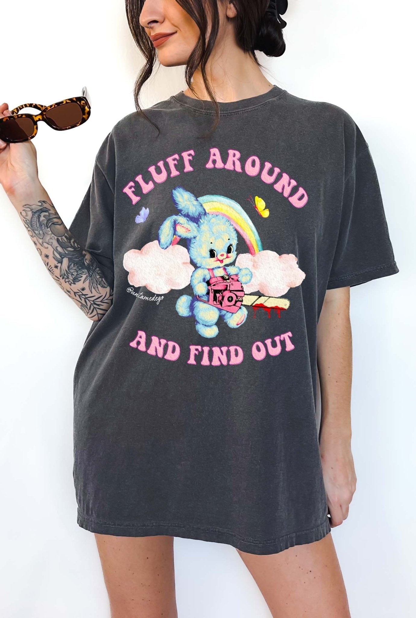 Fluff Around and Find Out Shirt – Funny Bunny Chainsaw Graphic Tee - UntamedEgo LLC.