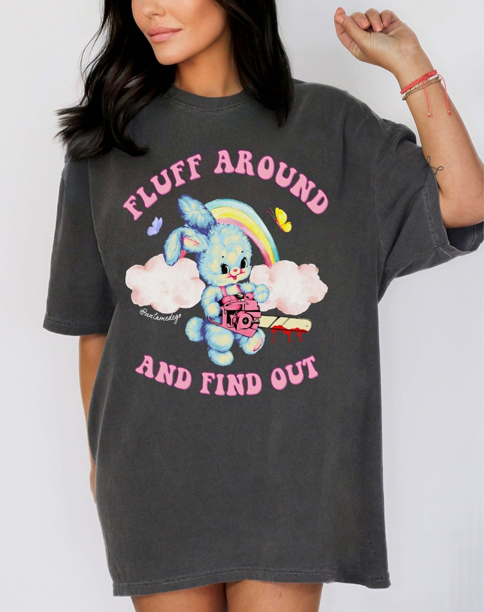 Fluff Around and Find Out Shirt – Funny Bunny Chainsaw Graphic Tee - UntamedEgo LLC.