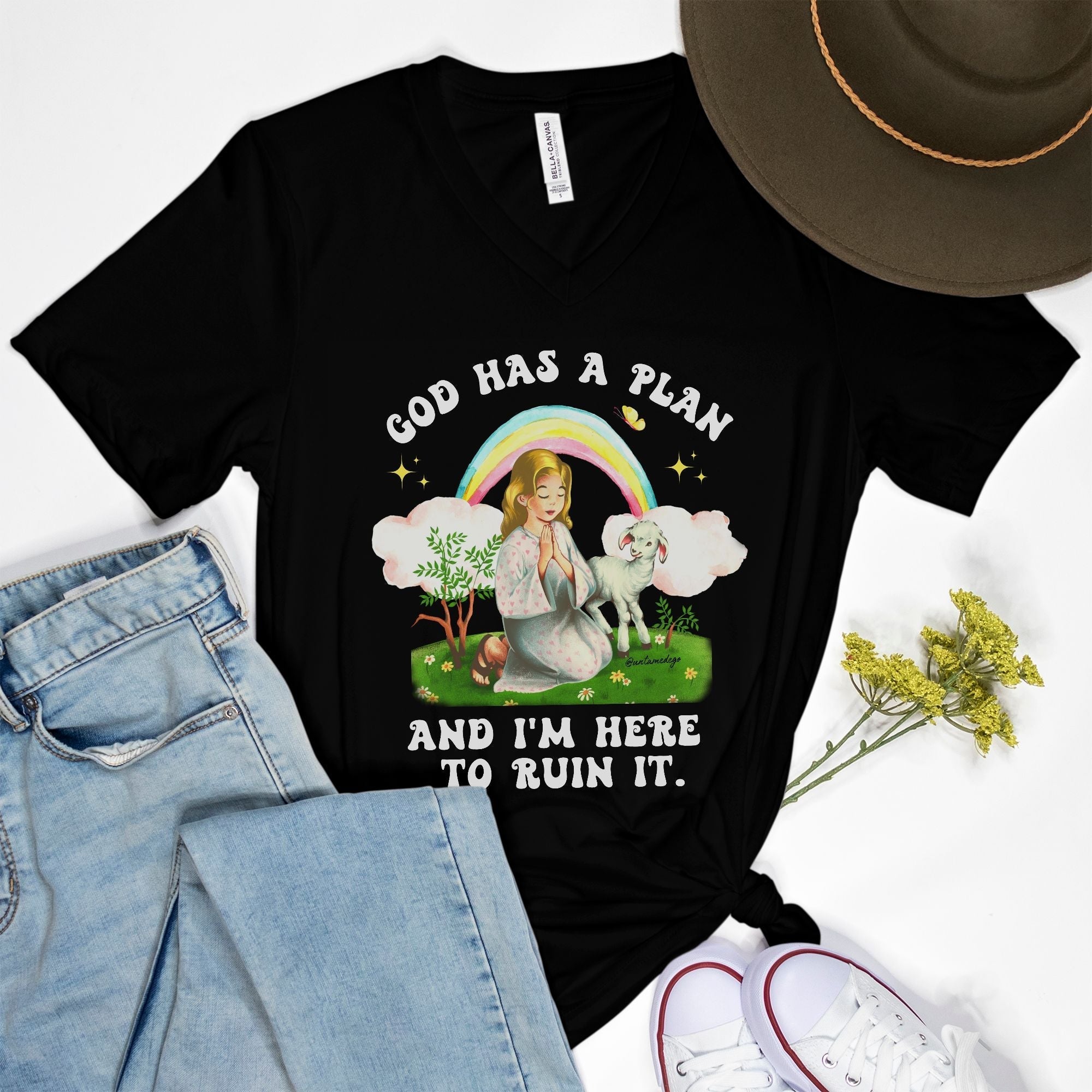 God Has A Plan And I'm Here To Ruin It V - Neck Tee - UntamedEgo LLC.