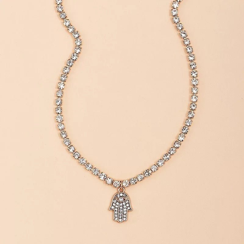 Hamsa Crystal Pendant Necklace - UntamedEgo LLC.