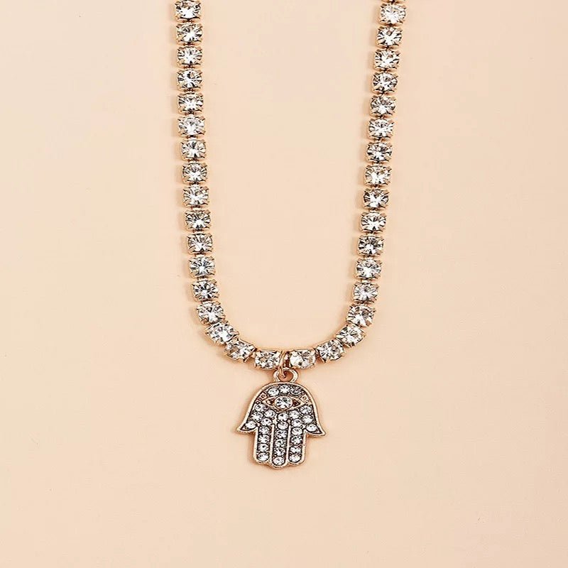 Hamsa Crystal Pendant Necklace - UntamedEgo LLC.
