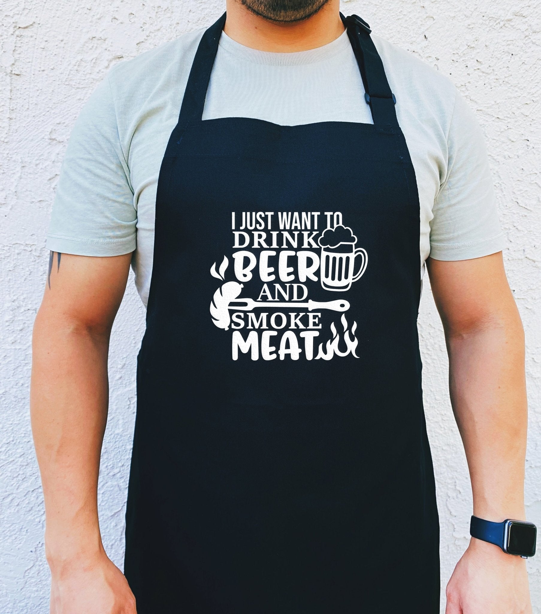 I Just Want To Drink Beer And Smoke Meat Apron - UntamedEgo LLC.