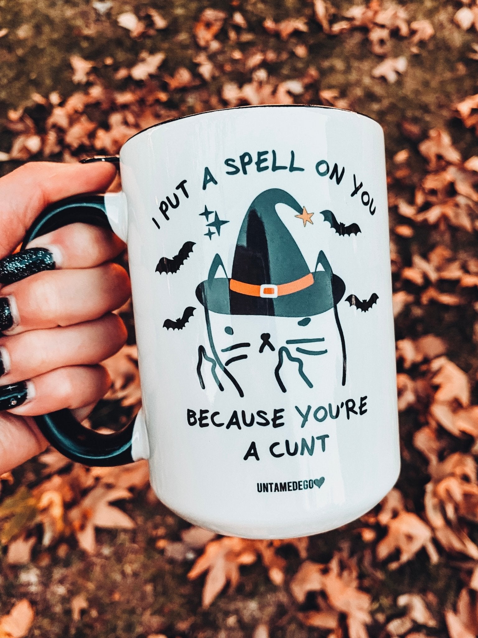 I Put A Spell On You Mean Kitty Halloween Mug - UntamedEgo LLC.