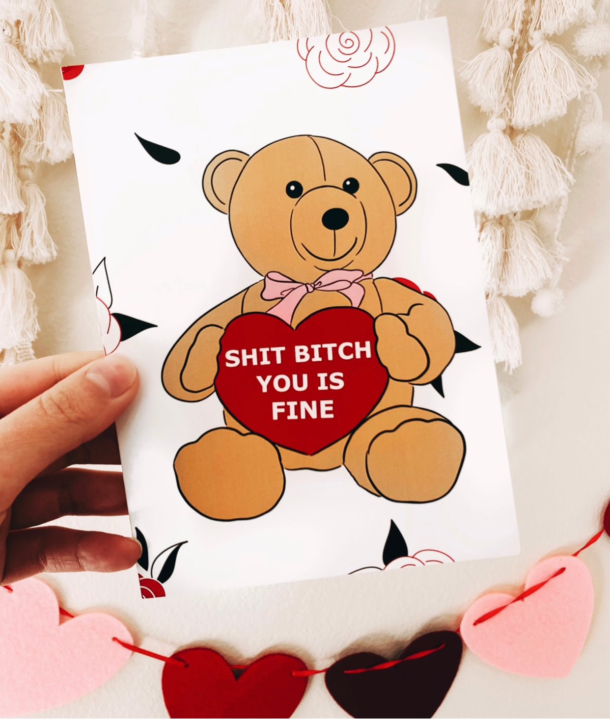 Shit Bitch You Is Fine Teddy Bear Greeting Card - UntamedEgo LLC.