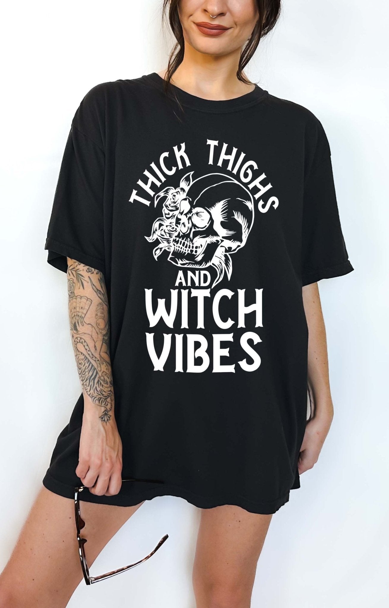 Thick Thighs Witch Vibes Halloween Tee - UntamedEgo LLC.