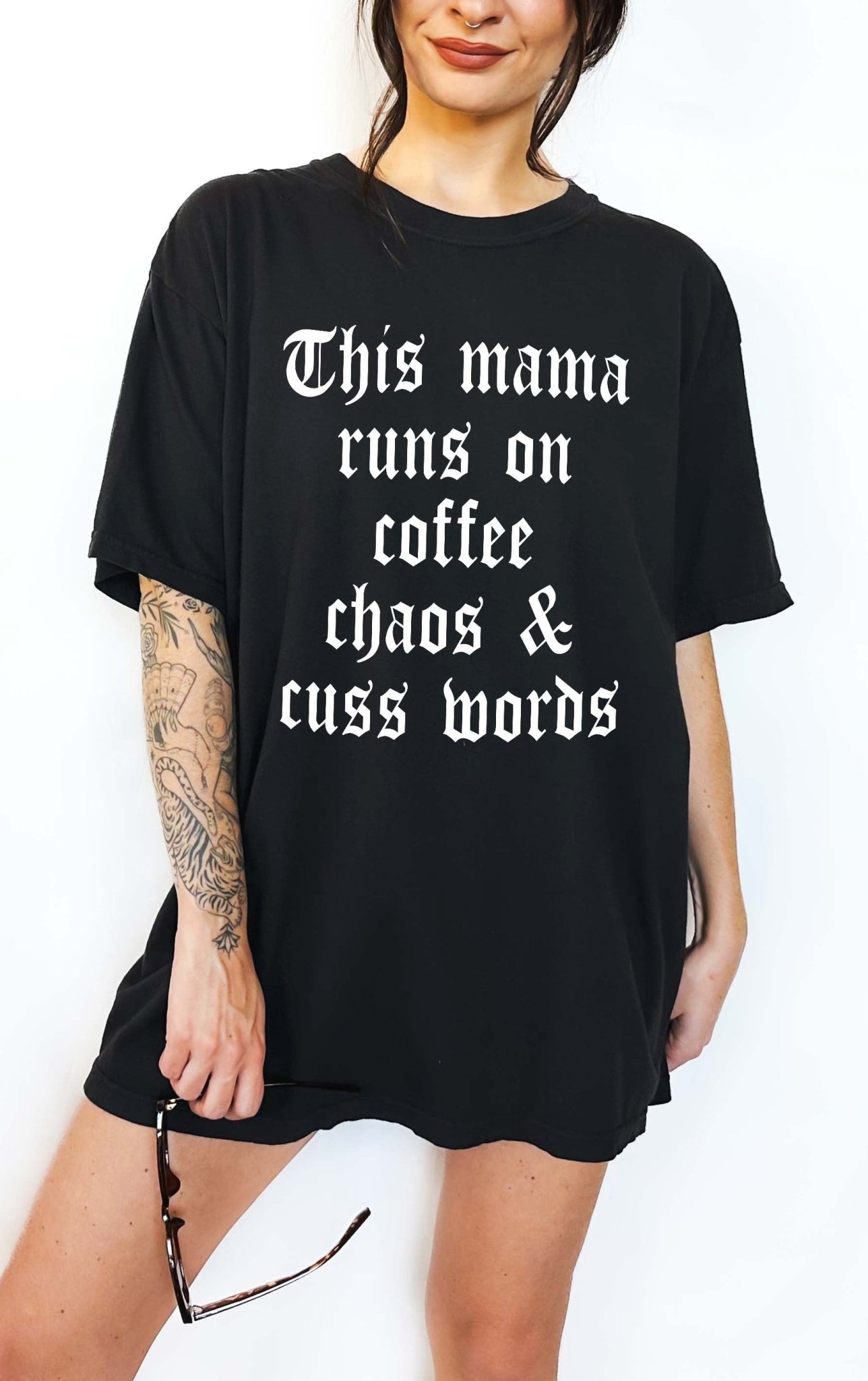 This Mama Runs On Coffee Chaos & Cuss Words Tee - UntamedEgo LLC.
