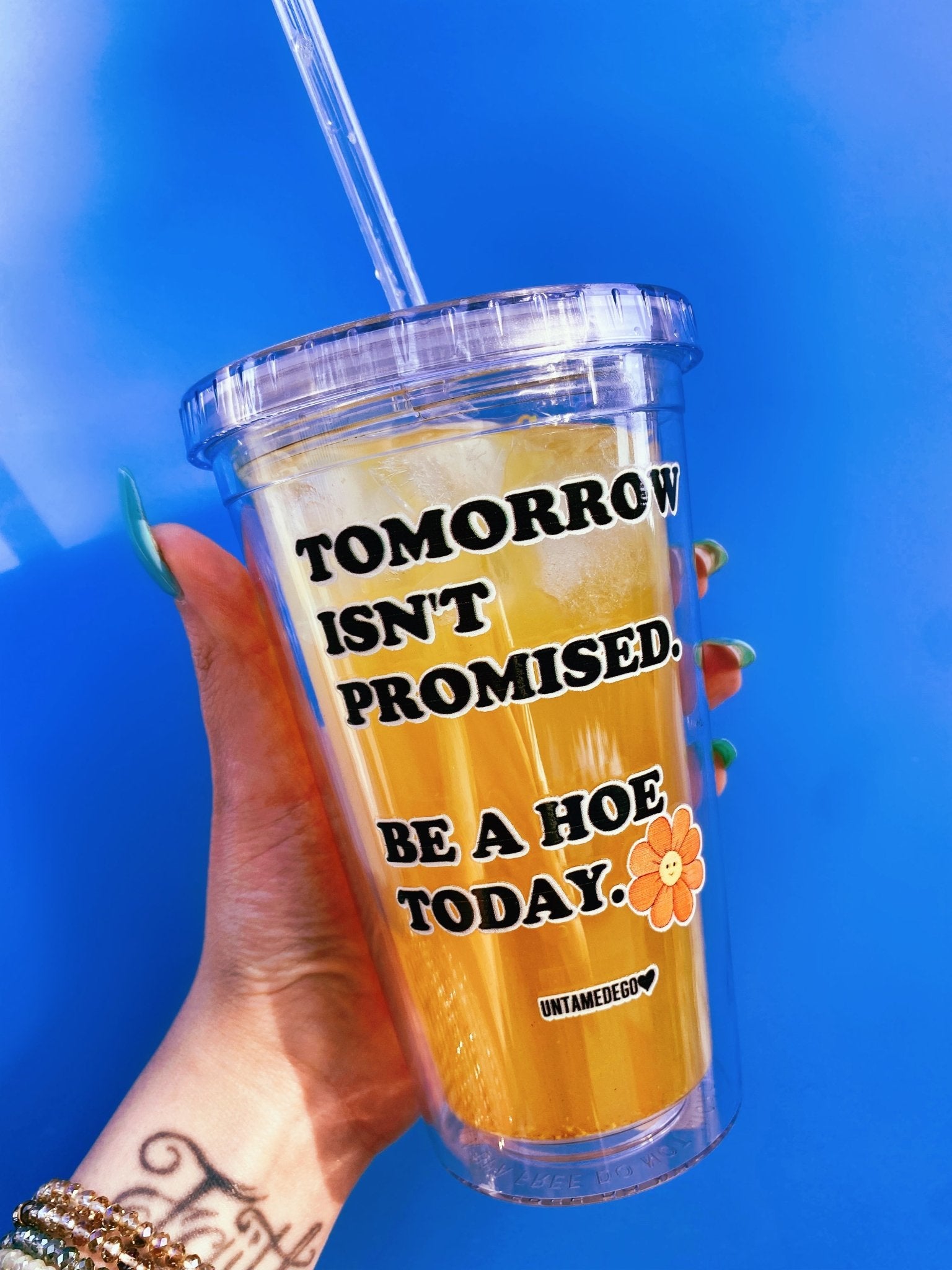 Tomorrow Isn't Promised Be A Hoe Today Acrylic Tumbler - UntamedEgo LLC.