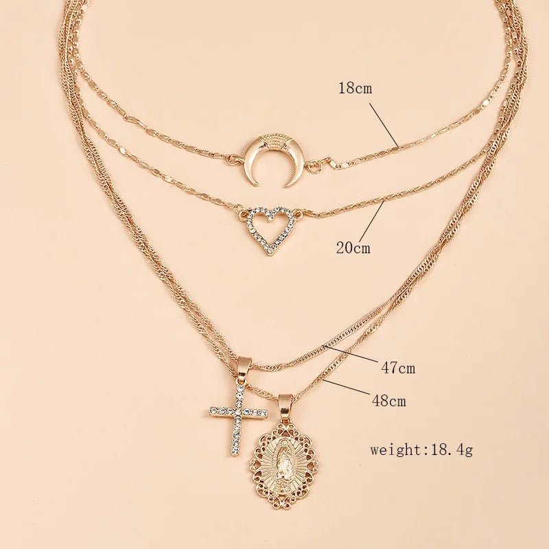 Virgin Mary Layered Pendant Necklace - UntamedEgo LLC.