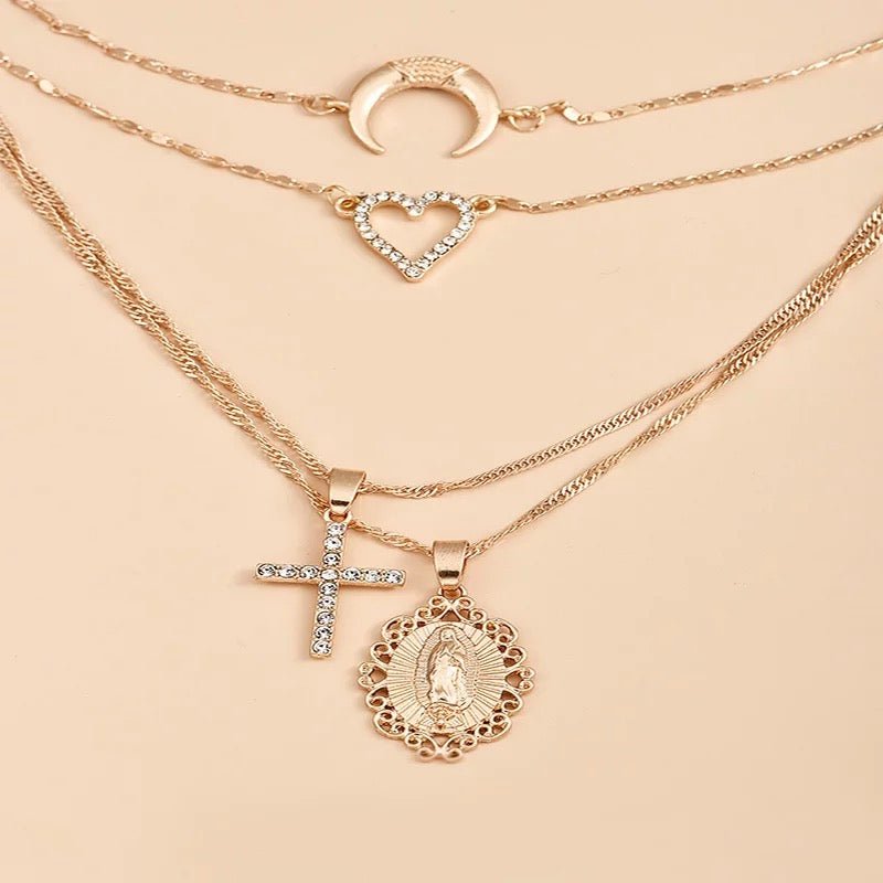 Virgin Mary Layered Pendant Necklace - UntamedEgo LLC.